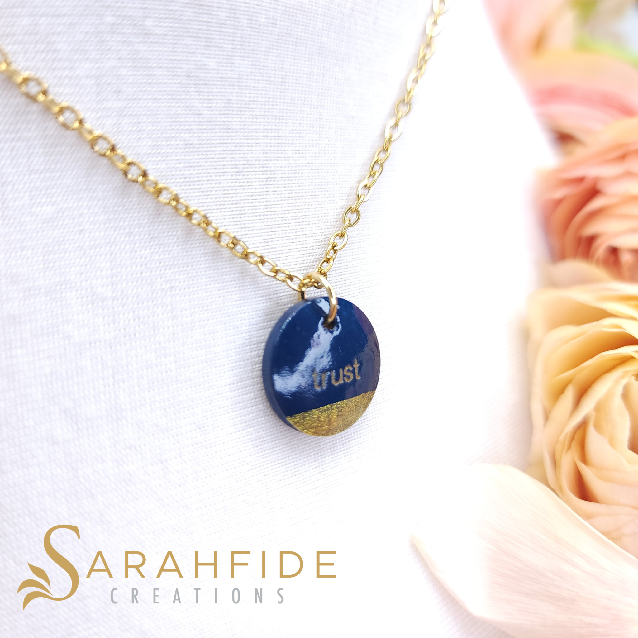 Navy Blue Trust Charming Charm Necklace