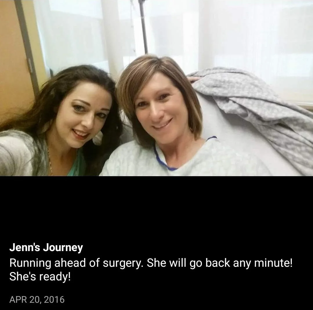 Sarah with her best friend right before her friend's double mastectomy surgery
