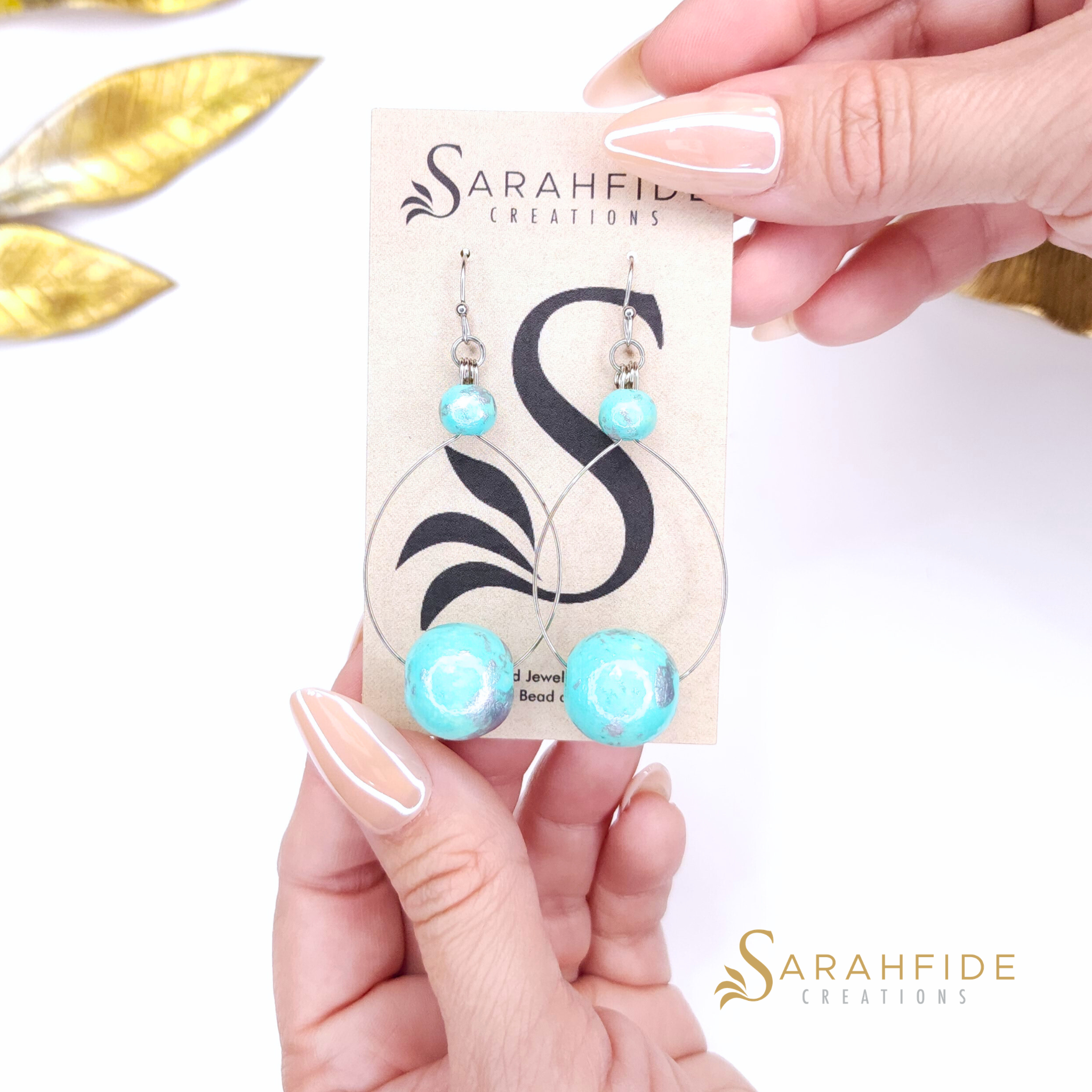 Ice Teal Color Pop Medium Bead Drop Earrings