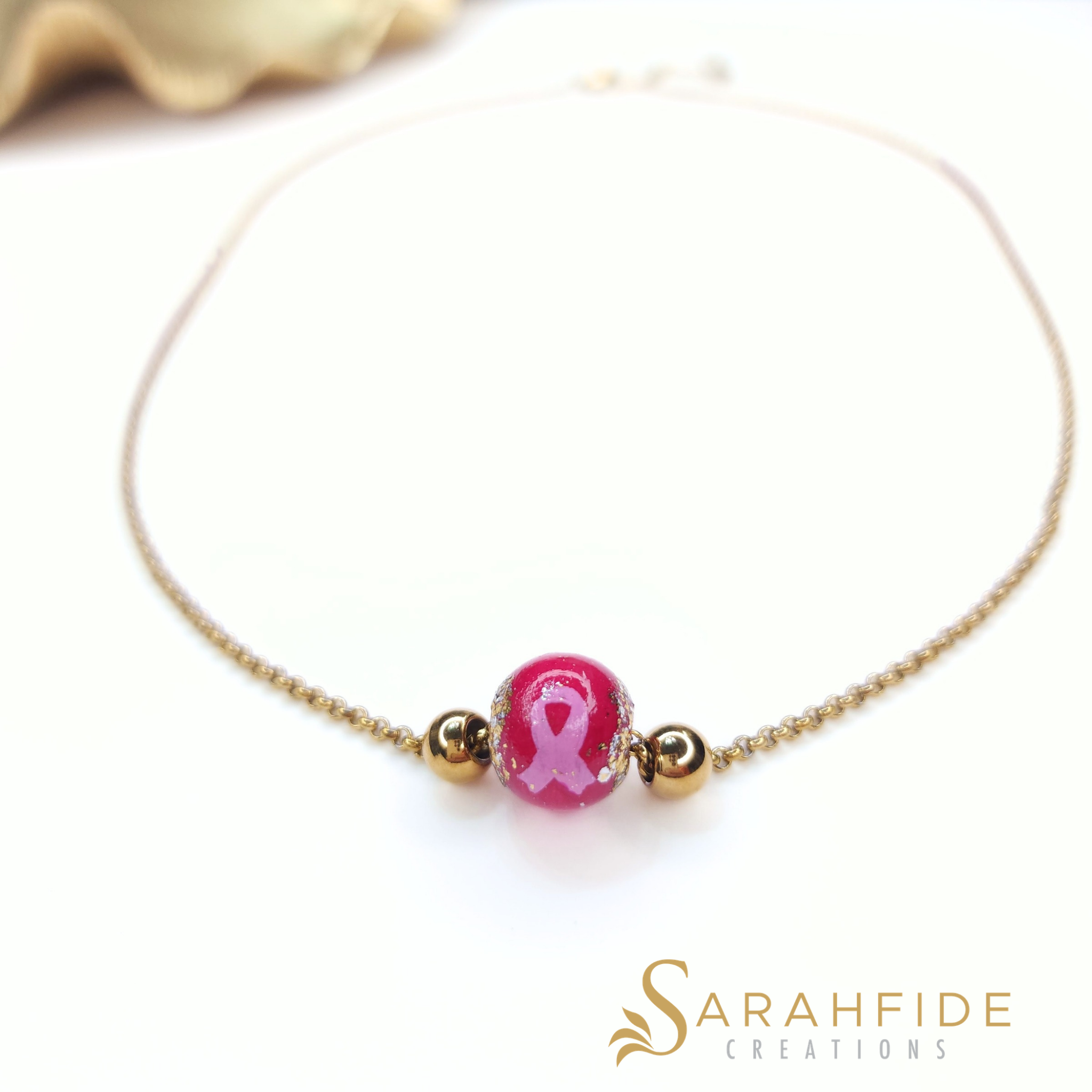 Breast Cancer Awareness Versailles Necklace with gold accent beads