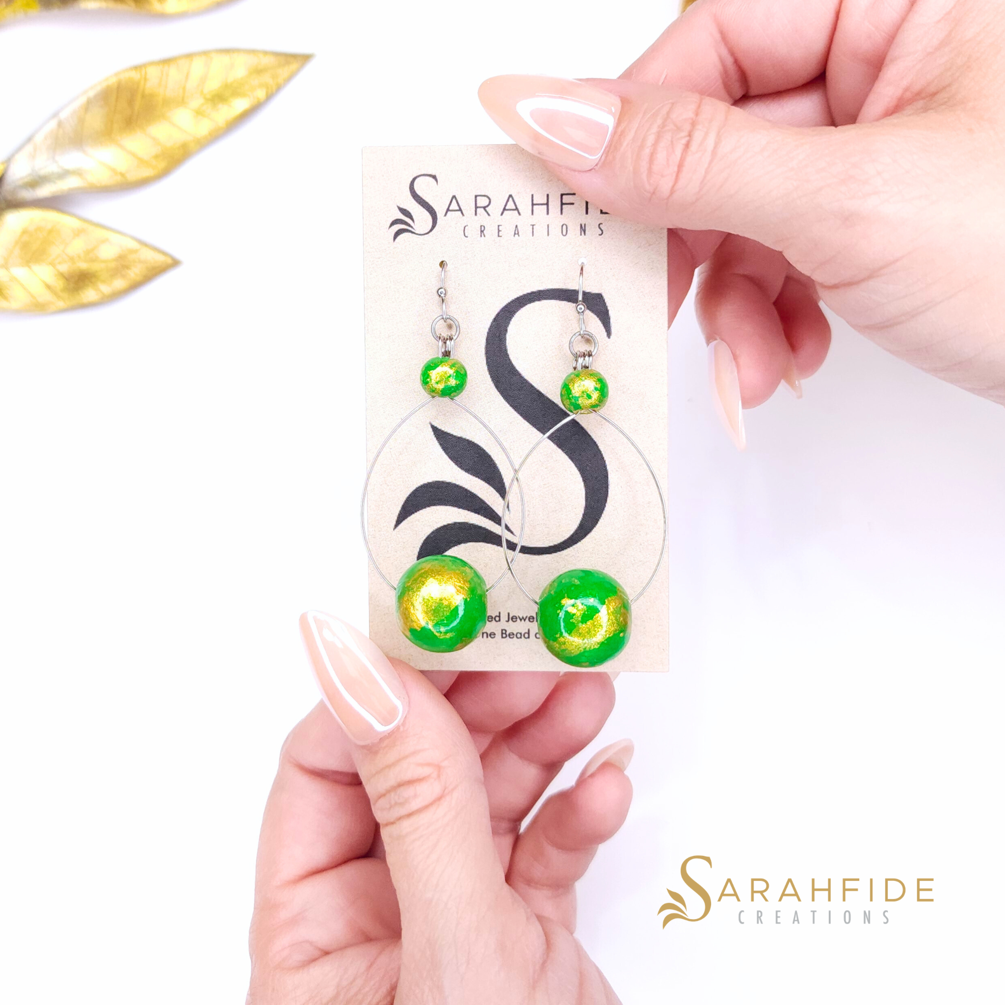 Bright Green Color Pop Medium Bead Drop Earrings