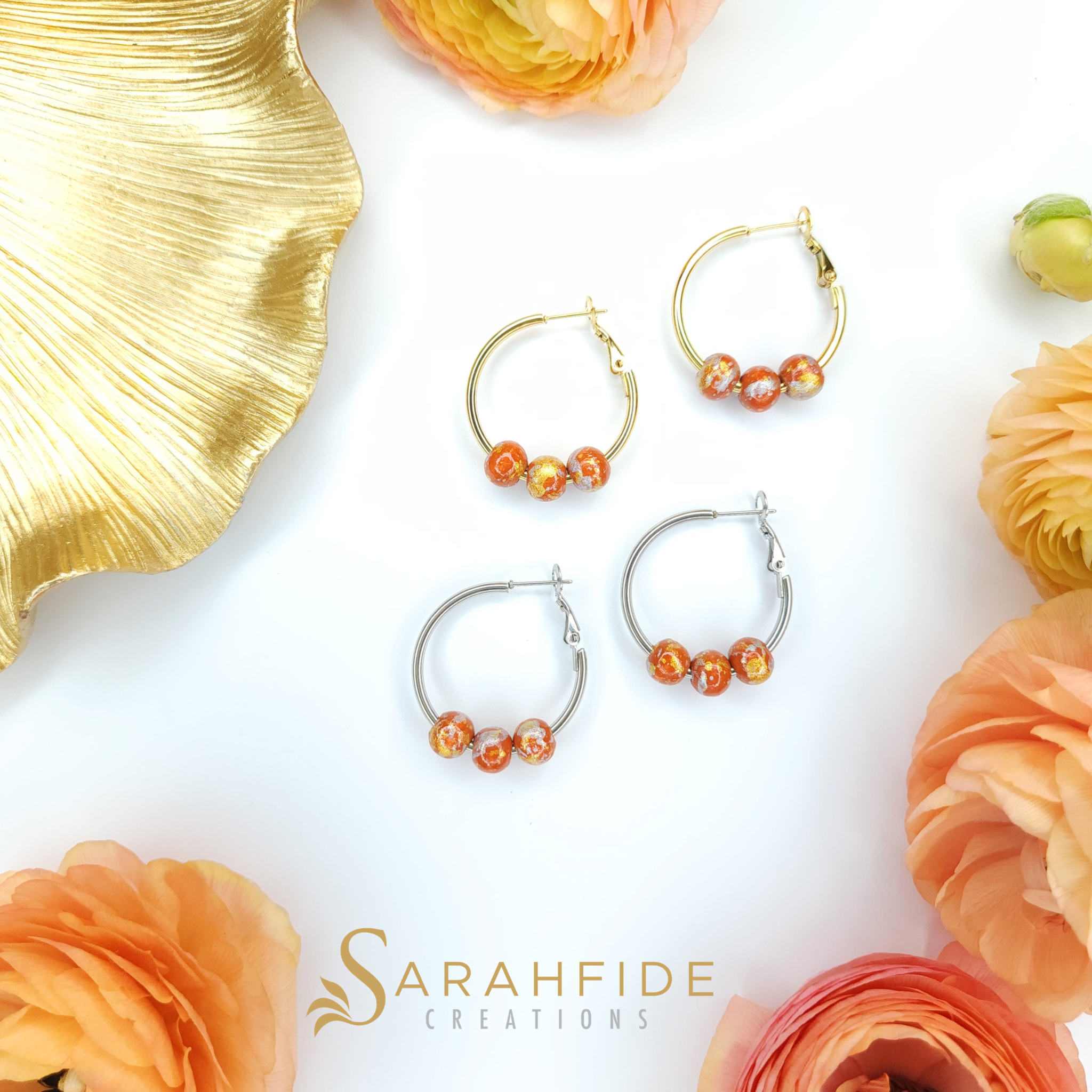 Burnt Orange Lux Small Hoop Earrings