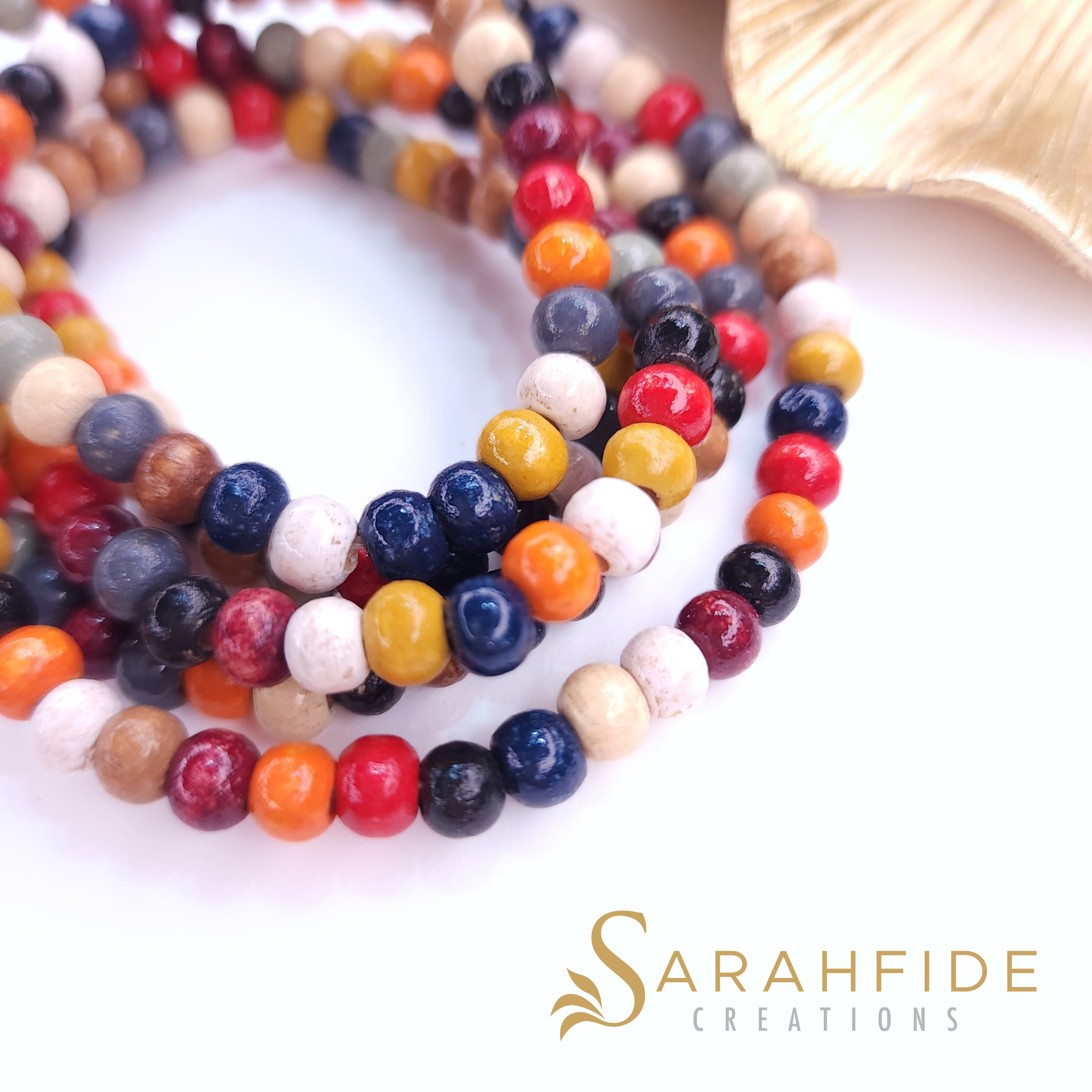 Colorful Blessings Vera 3-in-1 Necklace and Bracelet Combo, hand-painted wood beads