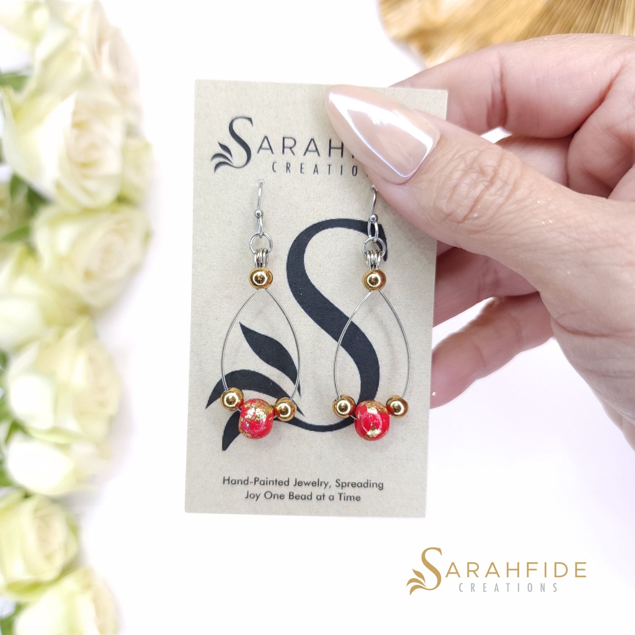 Red Sparkling Versailles Small Round Drop Earrings