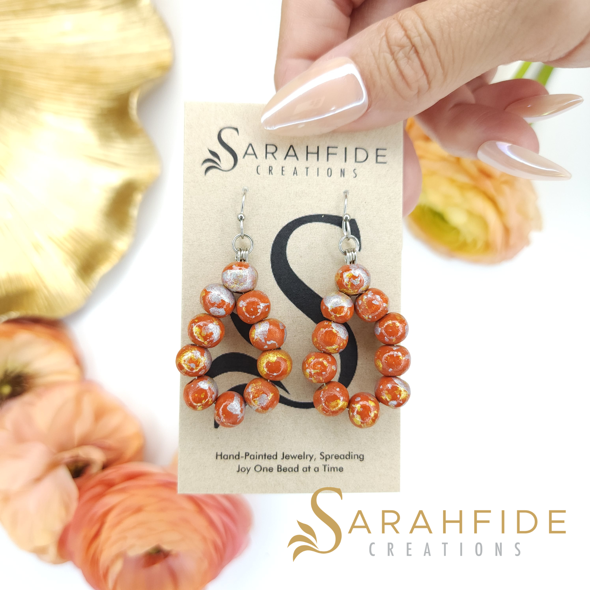 Burnt Orange Lux Chunky Small Tear Drop Earrings