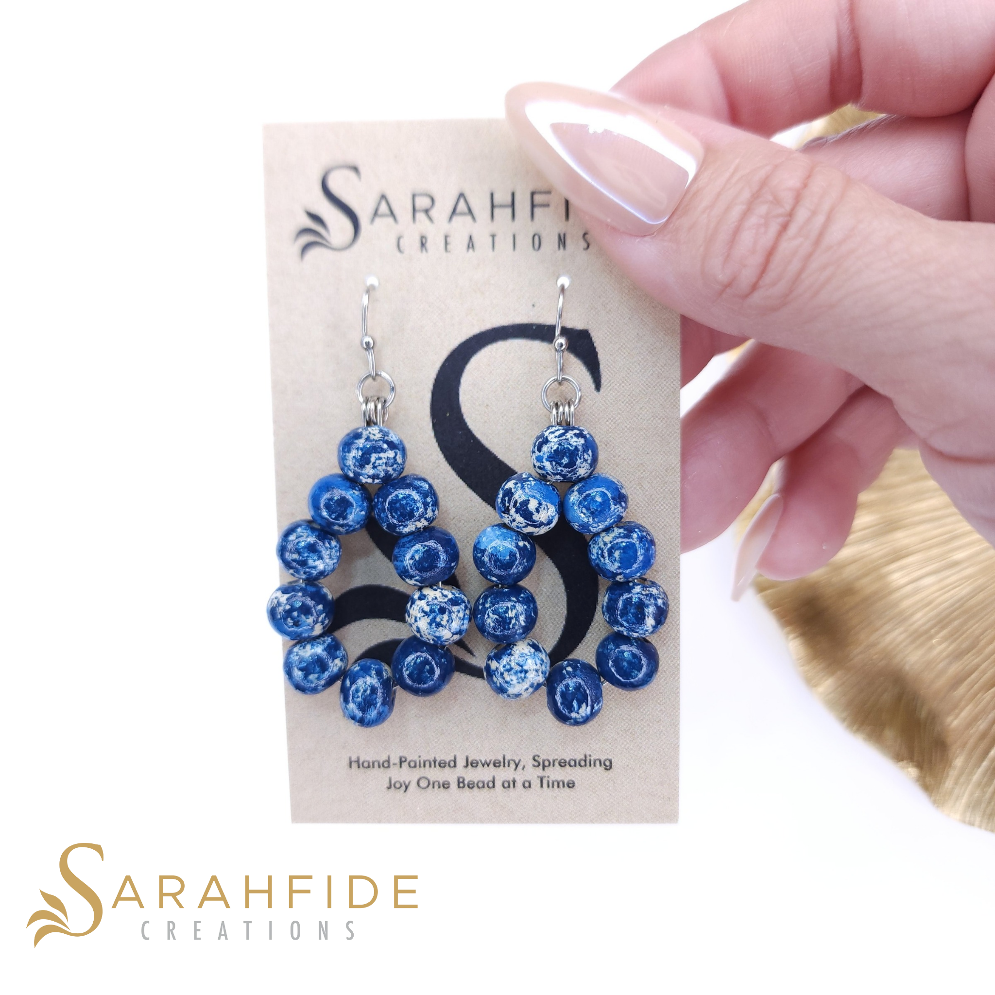 Denim Chunky Small Tear Drop Earrings