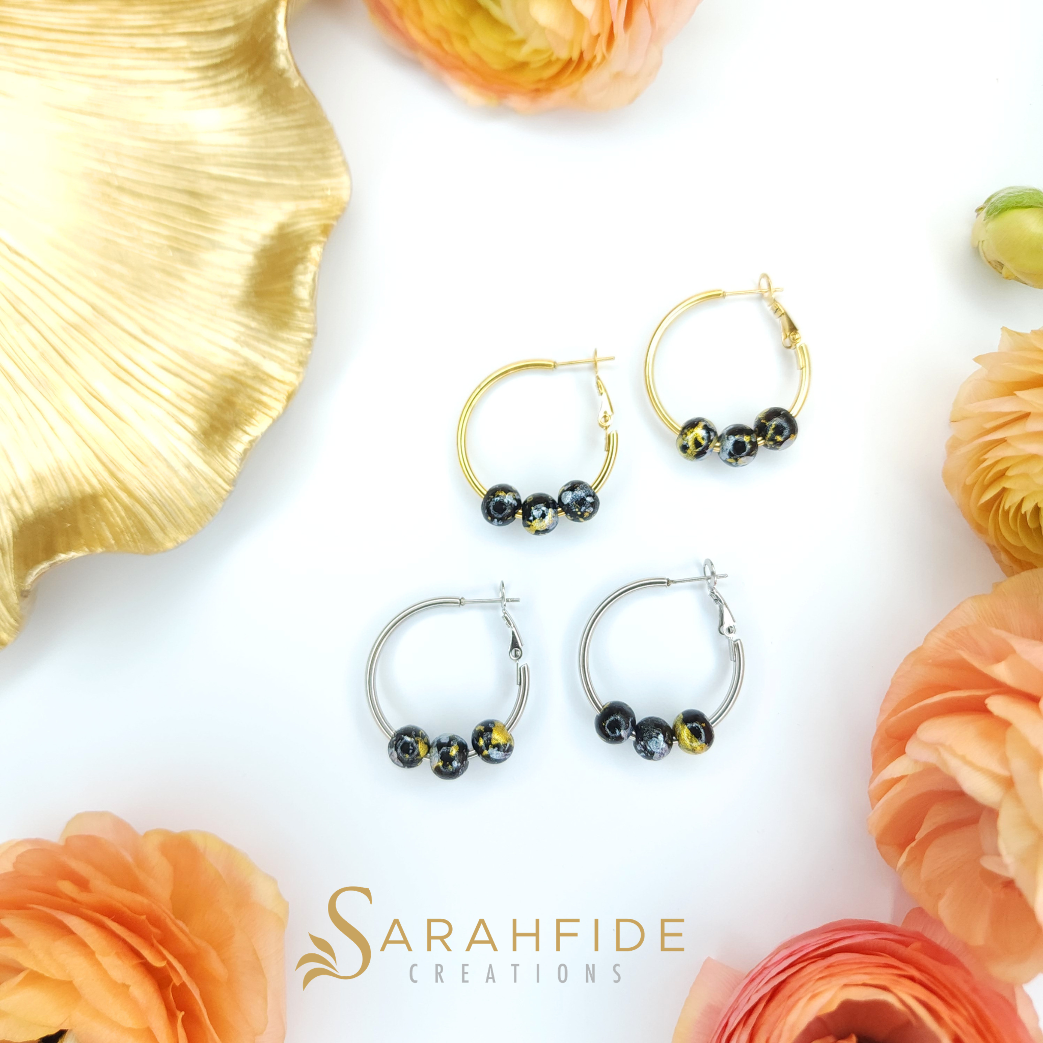 Black Lux Small Hoop Earrings