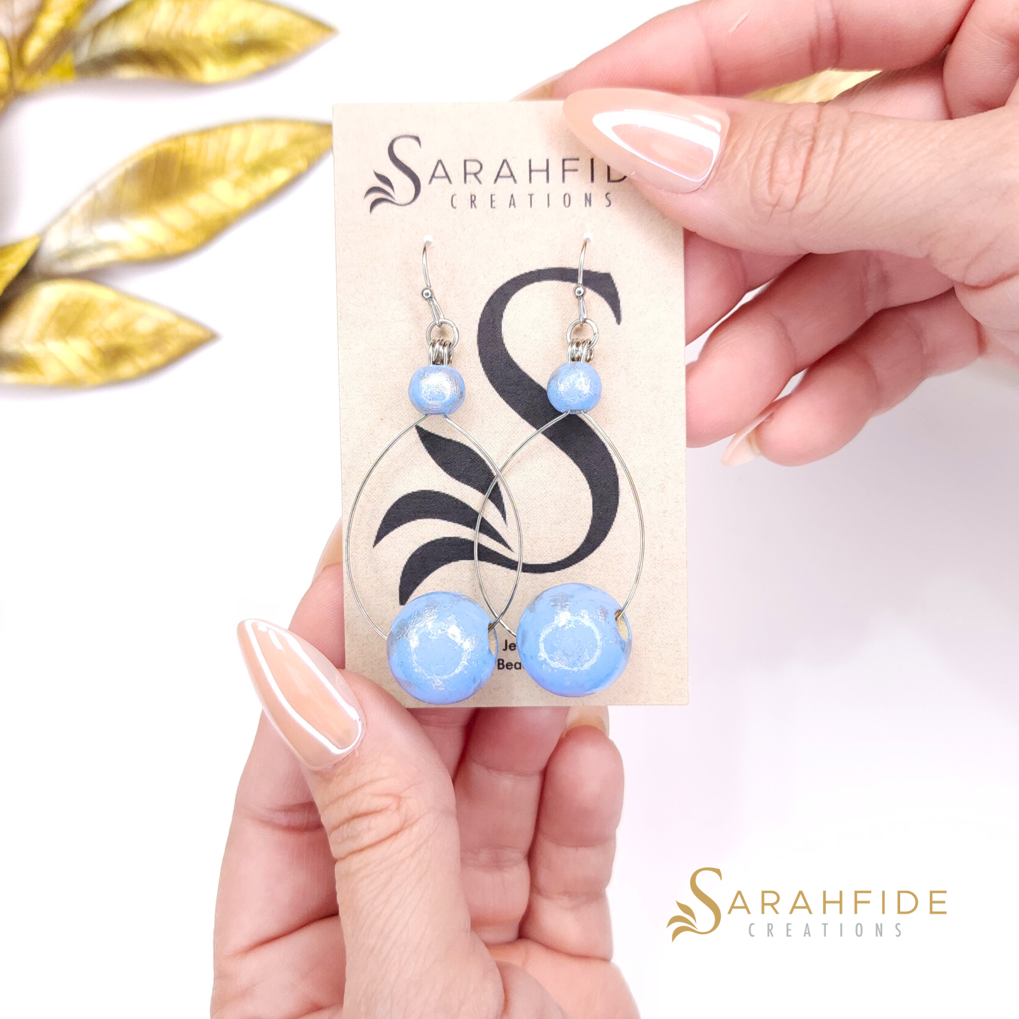 French Blue Color Pop Medium Bead Drop Earrings