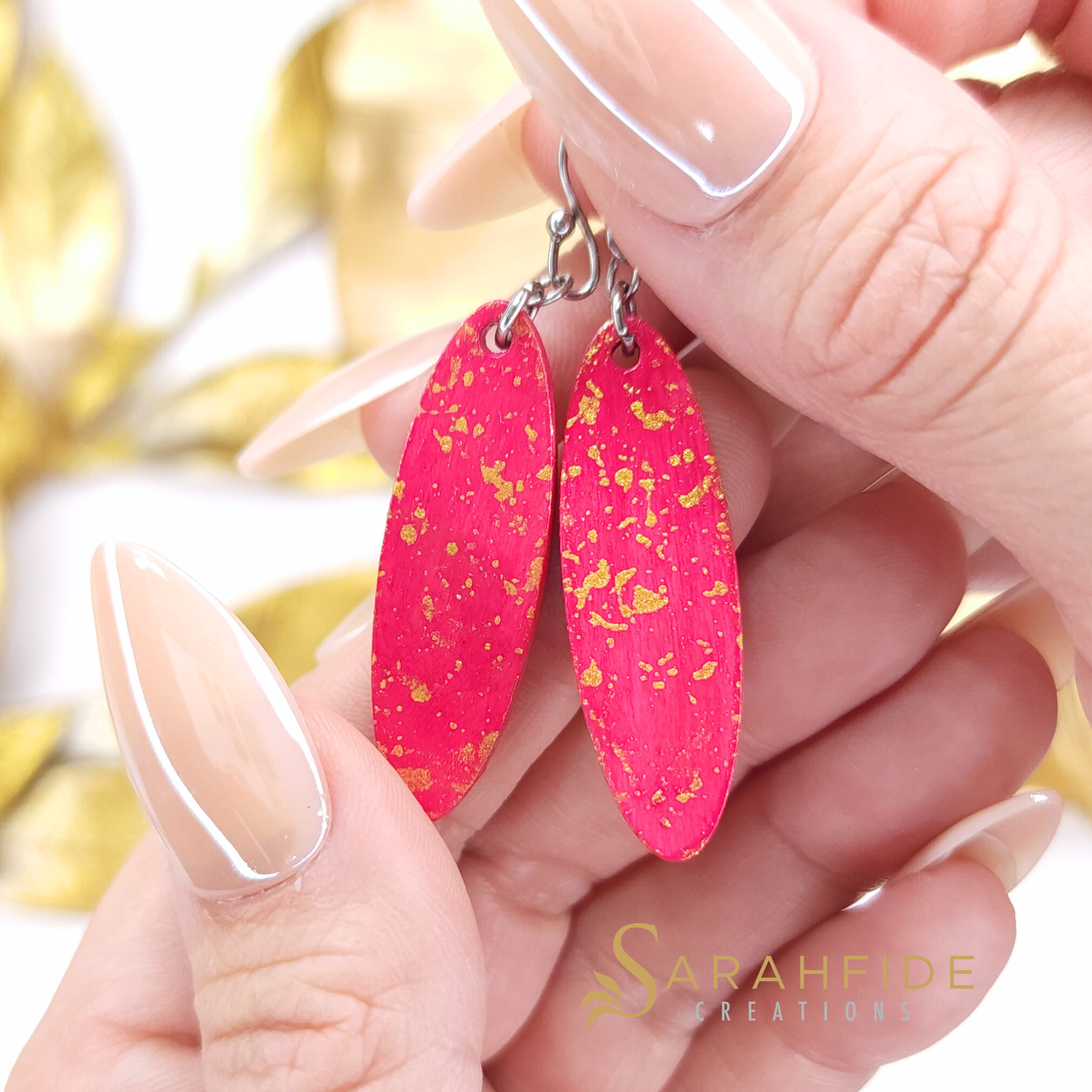 Sarahfide Pink Color Pop Ellipse Earrings