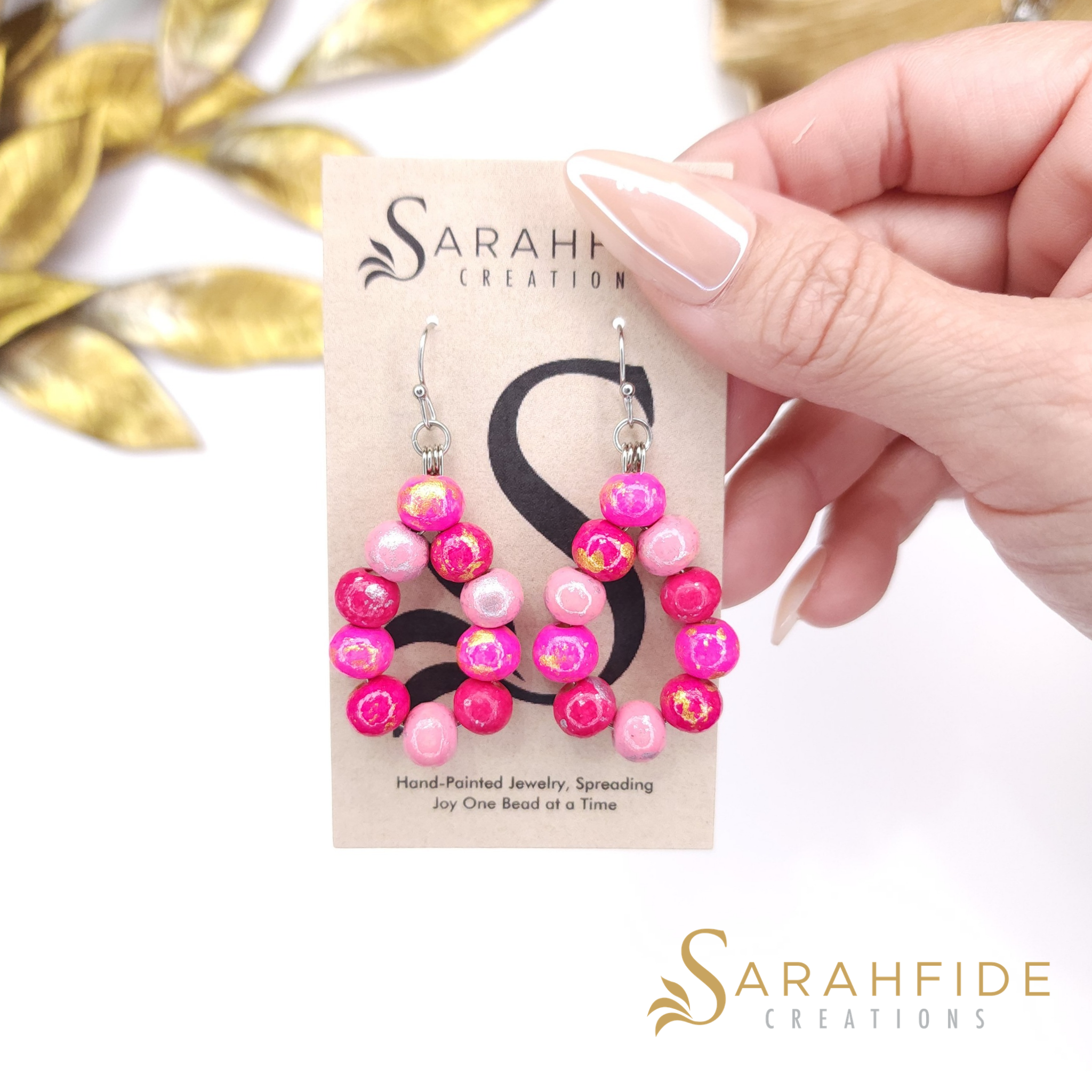 Pink Color Pop Chunky Small Tear Drop Earrings