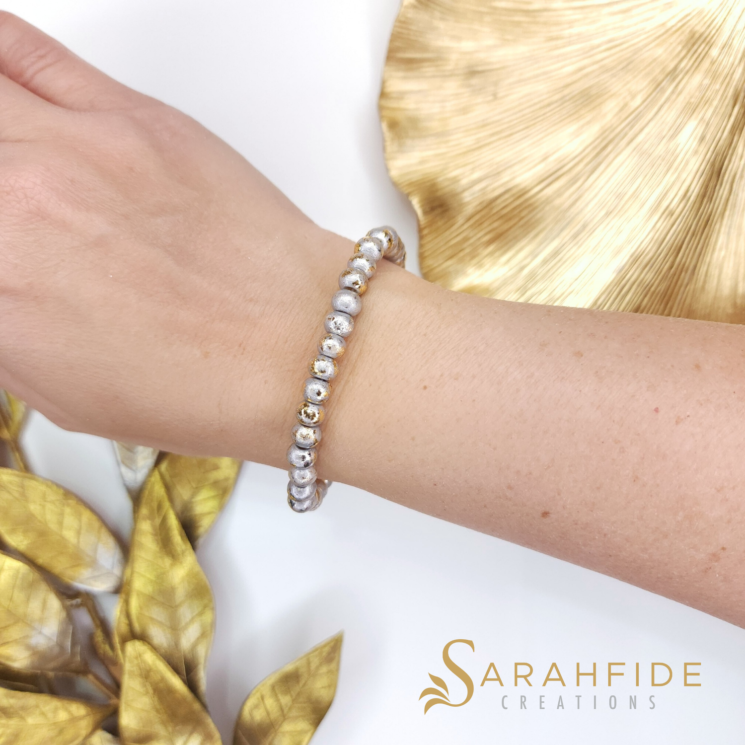 Silver Bracelet Sparkle Lightweight Stretch Beaded Bracelet