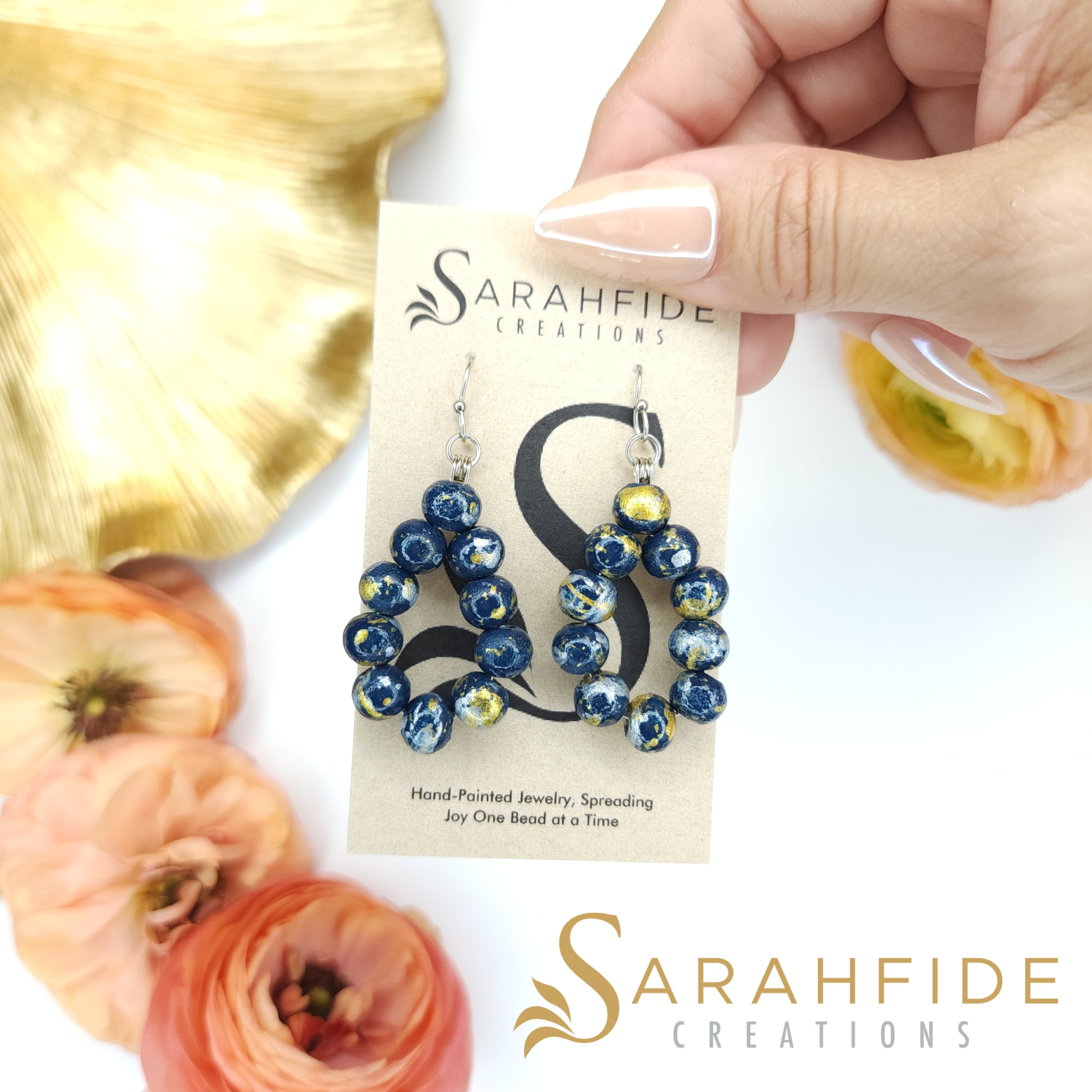 Navy Blue Lux Chunky Small Tear Drop Earrings