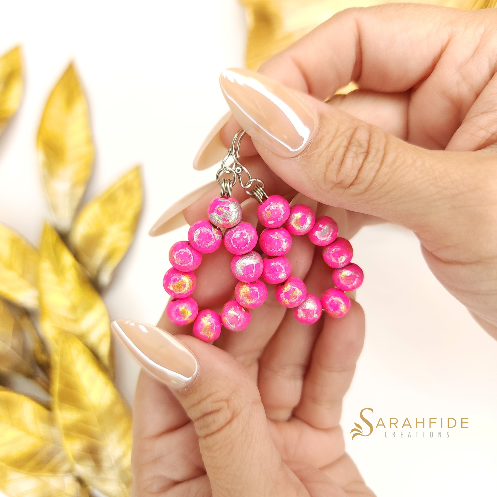 Hot Pink Lux Chunky Small Tear Drop Earrings