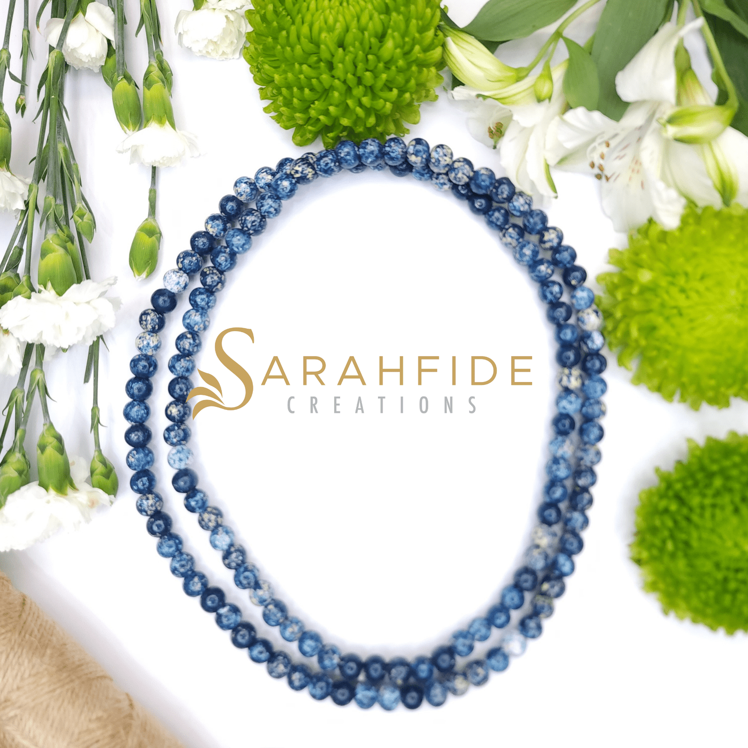 Denim Adaline Wood Bead Necklace