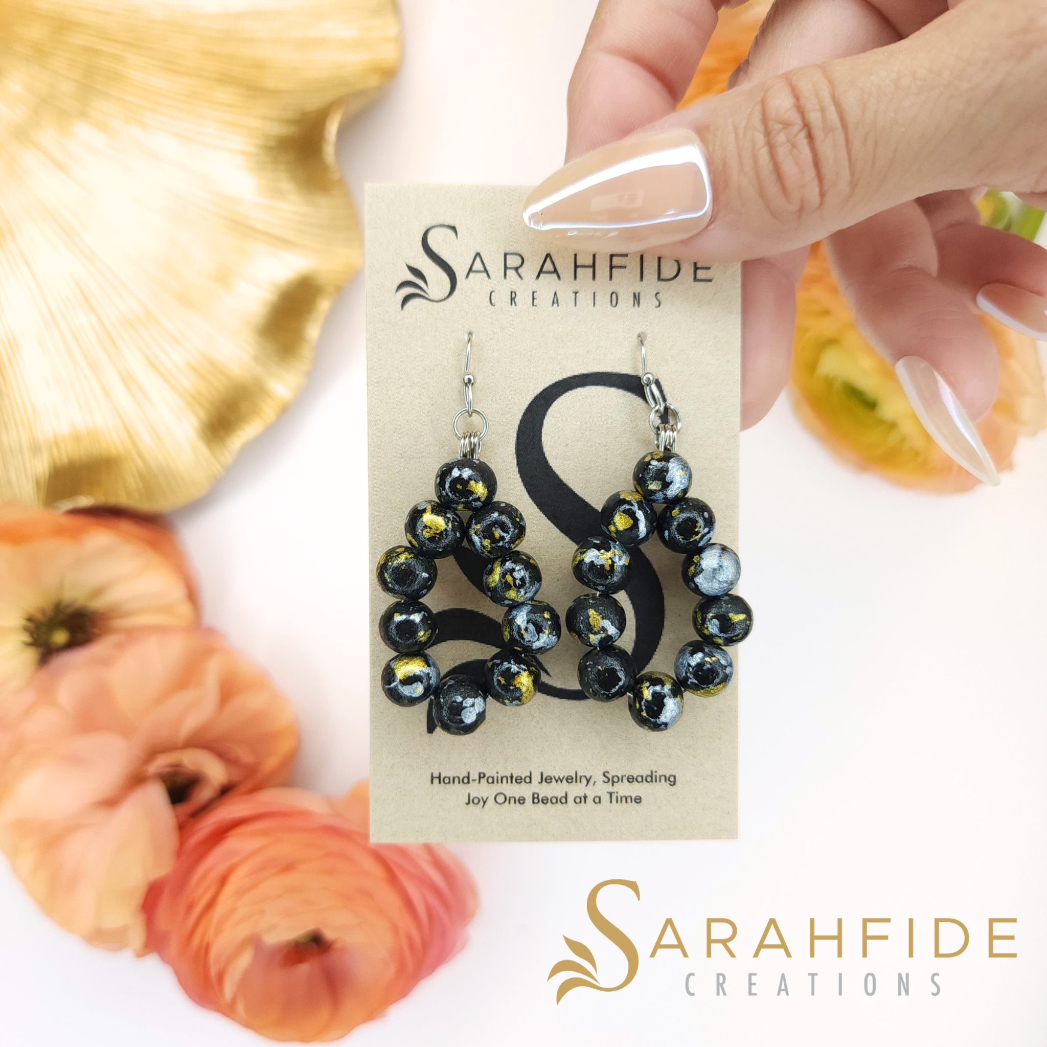 Black Lux Chunky Small Tear Drop Earrings