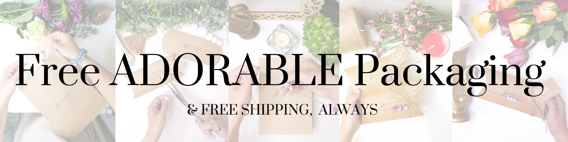 Sarahfide Creations hand-painted jewelry packaging, free shipping and adorable presentation