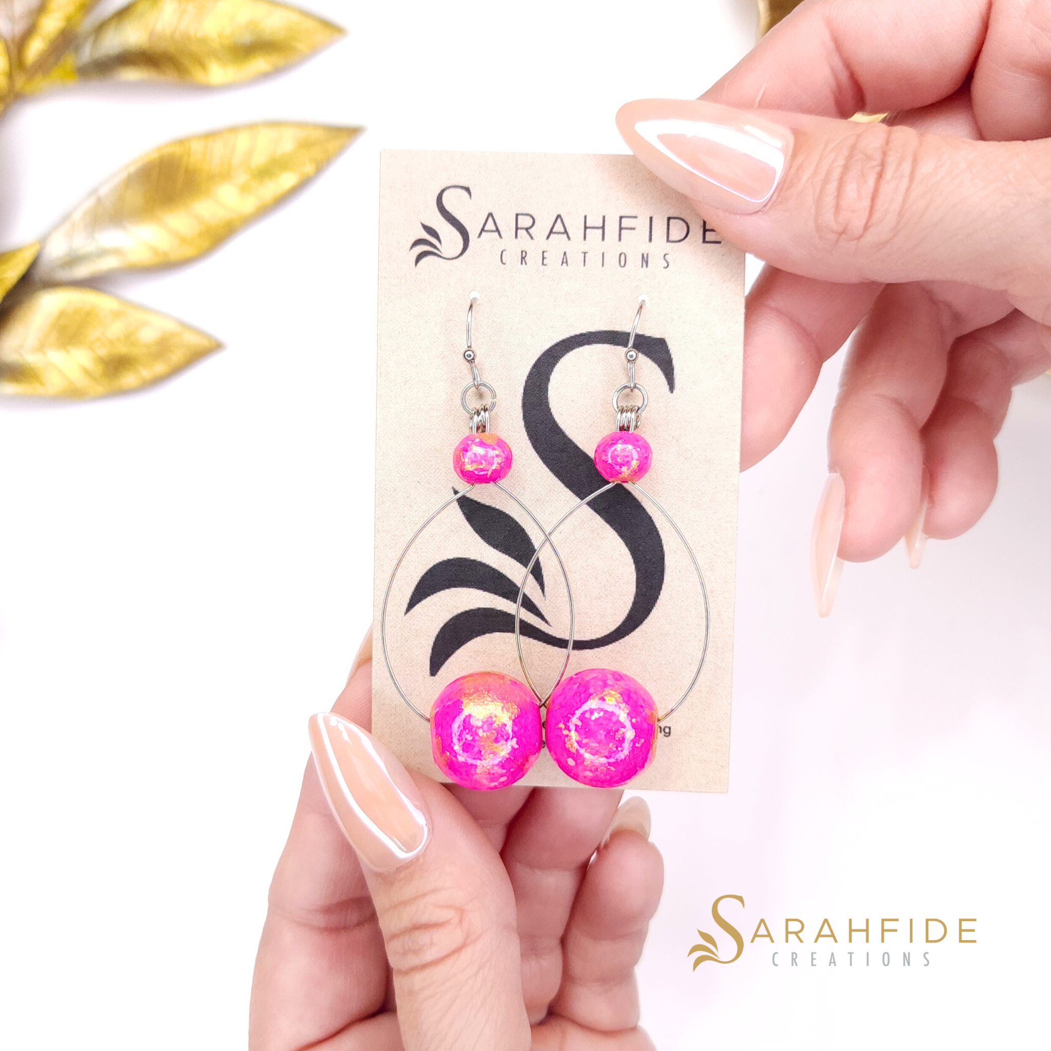 Hot Pink Color Pop Medium Bead Drop Earrings