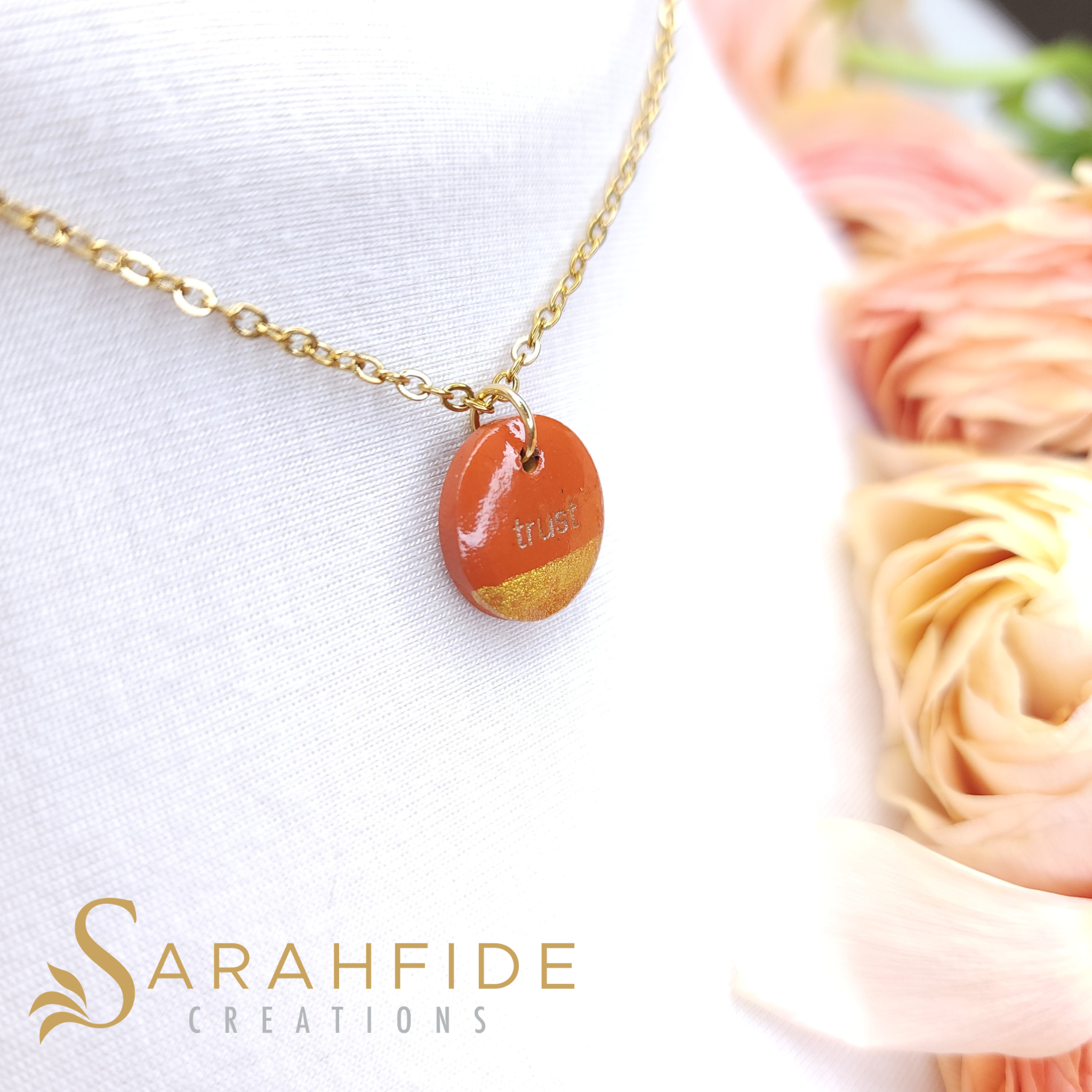 Burnt Orange Trust Charming Charm Necklace