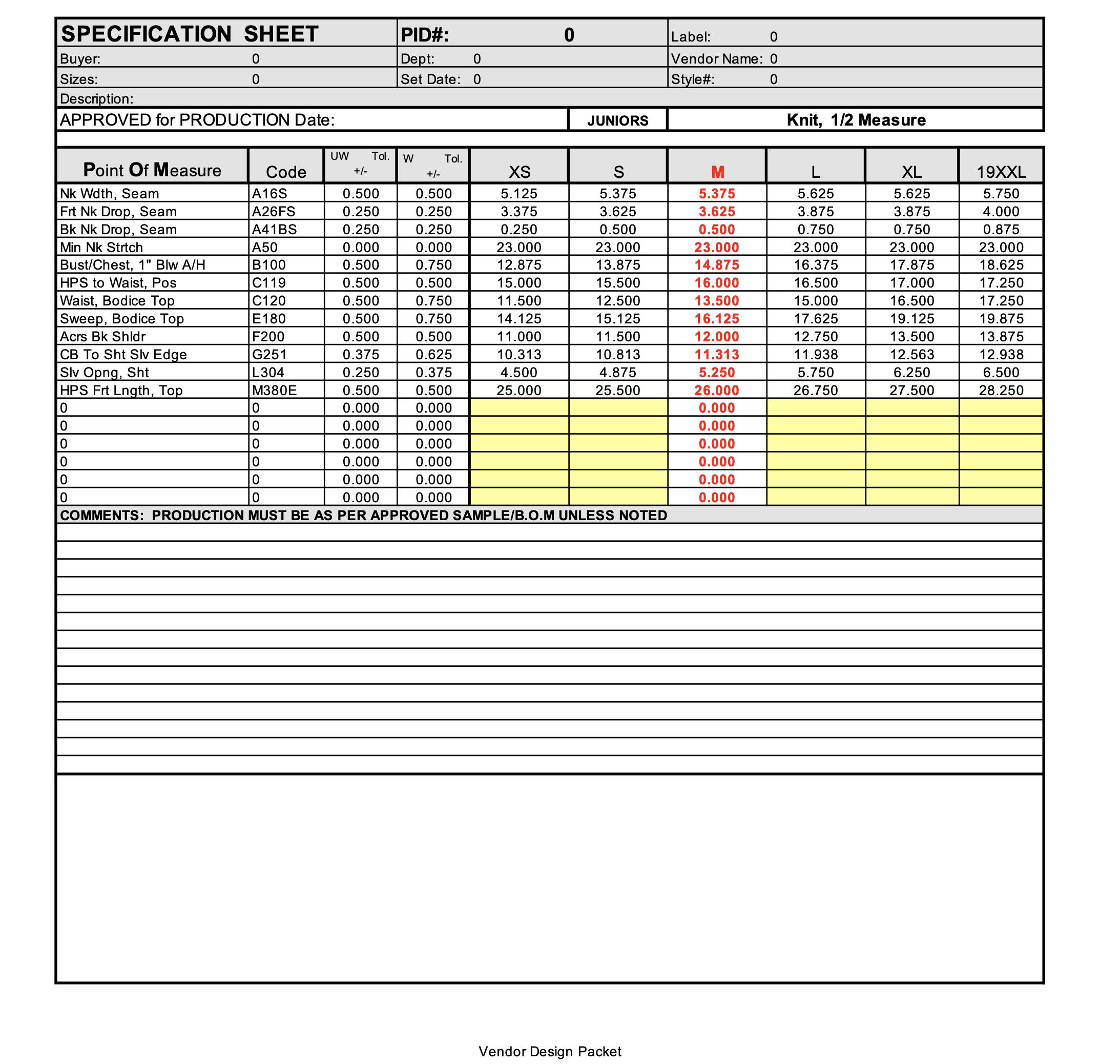 Knit top spec page