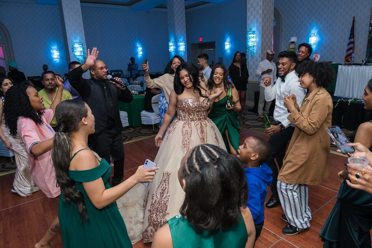 Guests dancing together at a Sweet 16 celebration