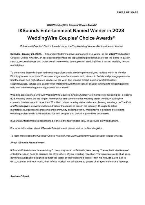 WeddingWire 2023 announcement · 1