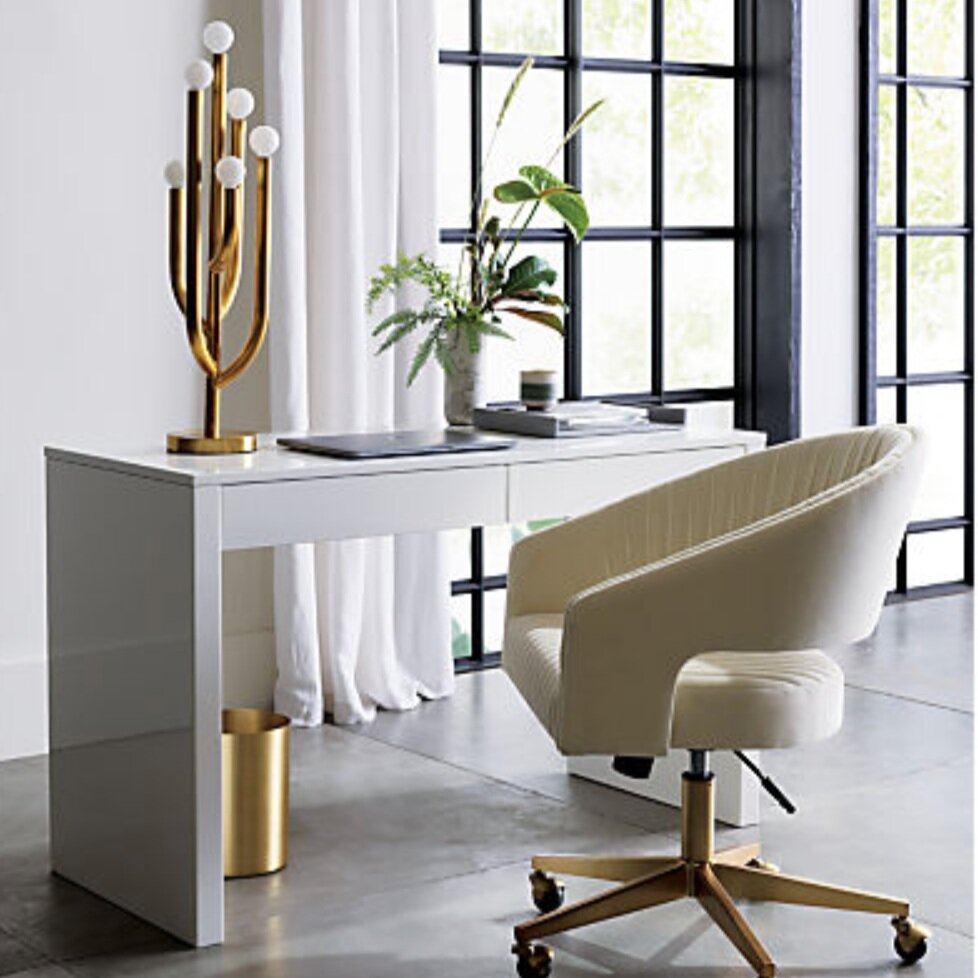 White Velvet Office Chair