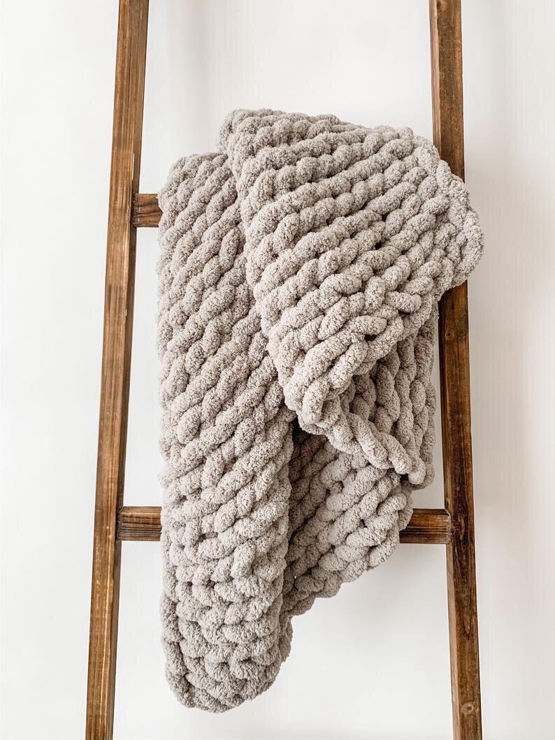 Soft Chenille Hand-Knit Throw | $70