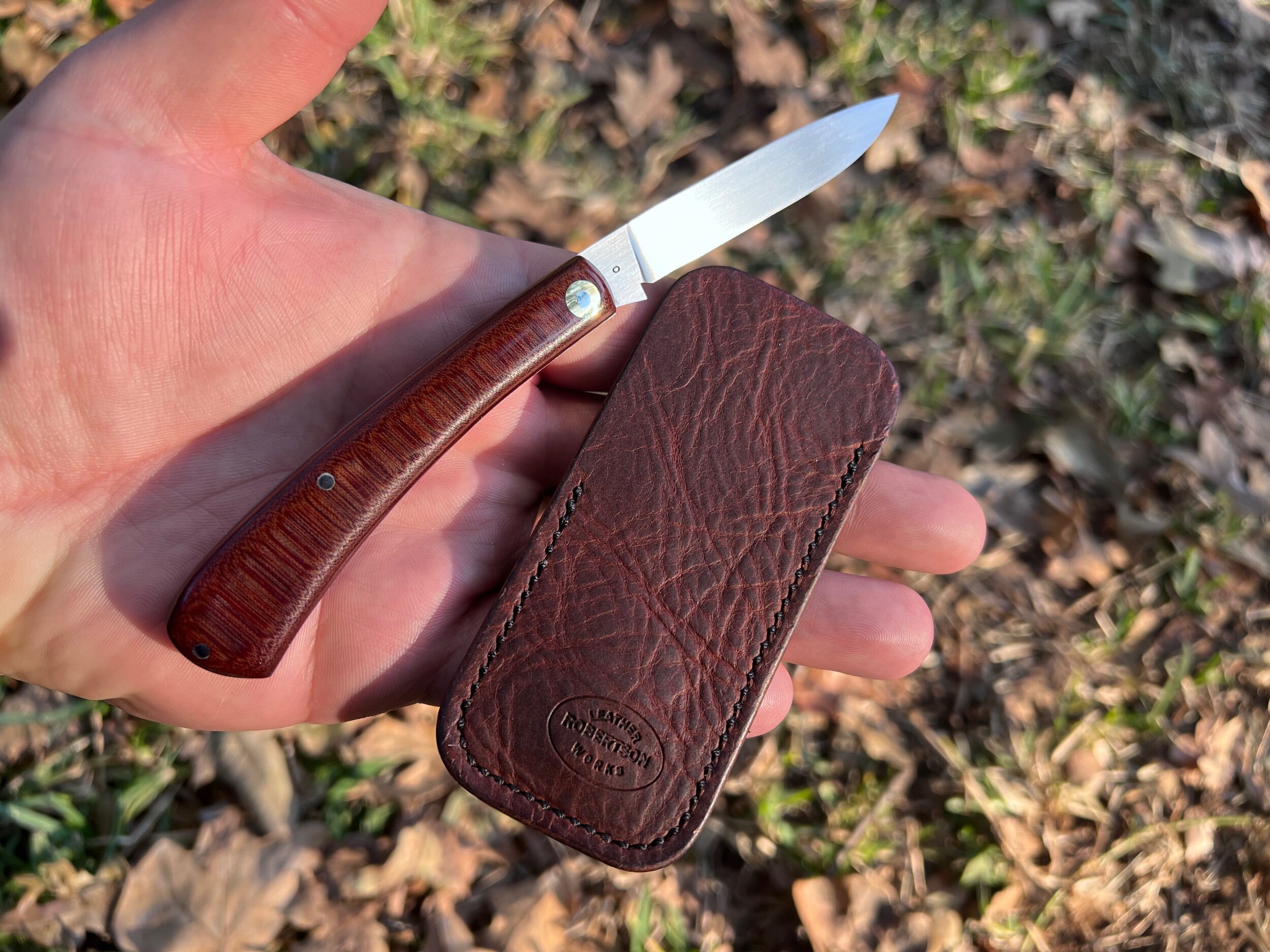 Micro Tan Elephant Leather Knife Slip, Brown Stitching – Robertson Leather  Works