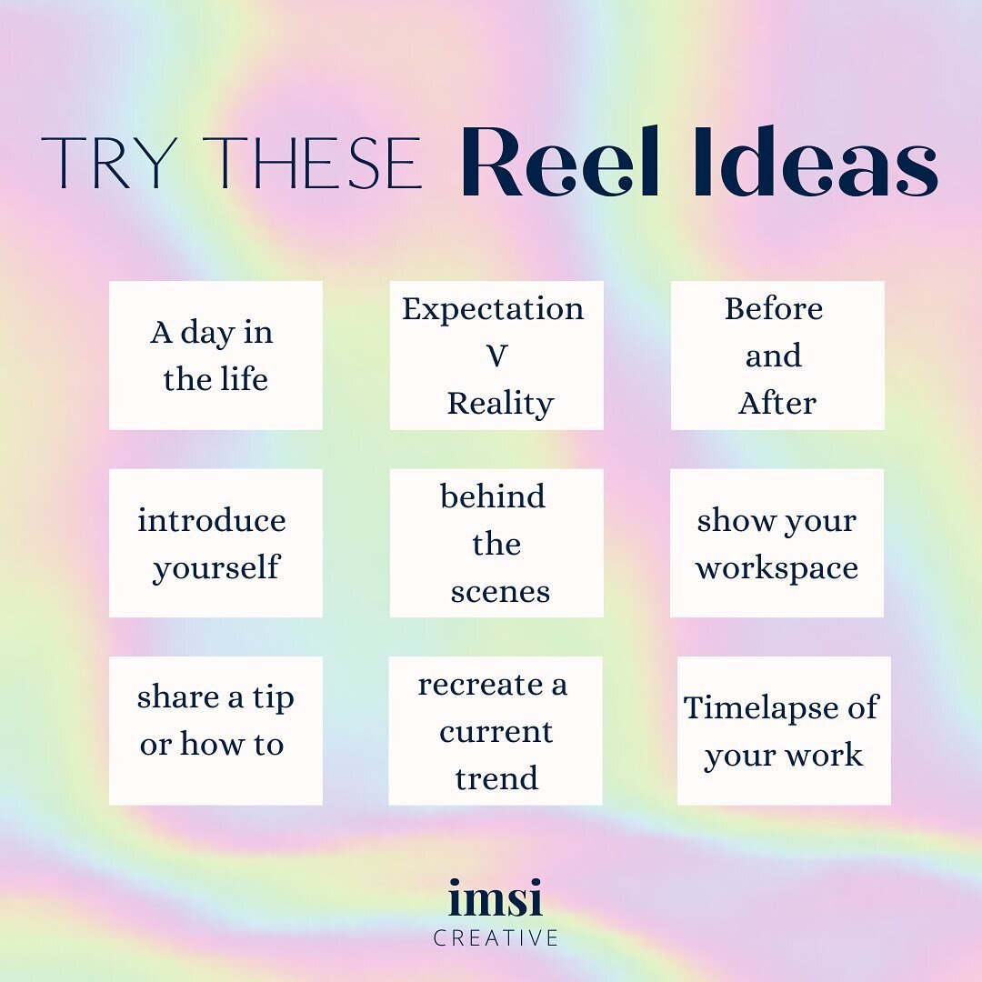 Reels need to be part of your strategy if you&rsquo;re looking to reach new audiences and we know when it comes to reels a lot of you don&rsquo;t know where to begin. 

These ideas are applicable to all businesses and should be part of your content s