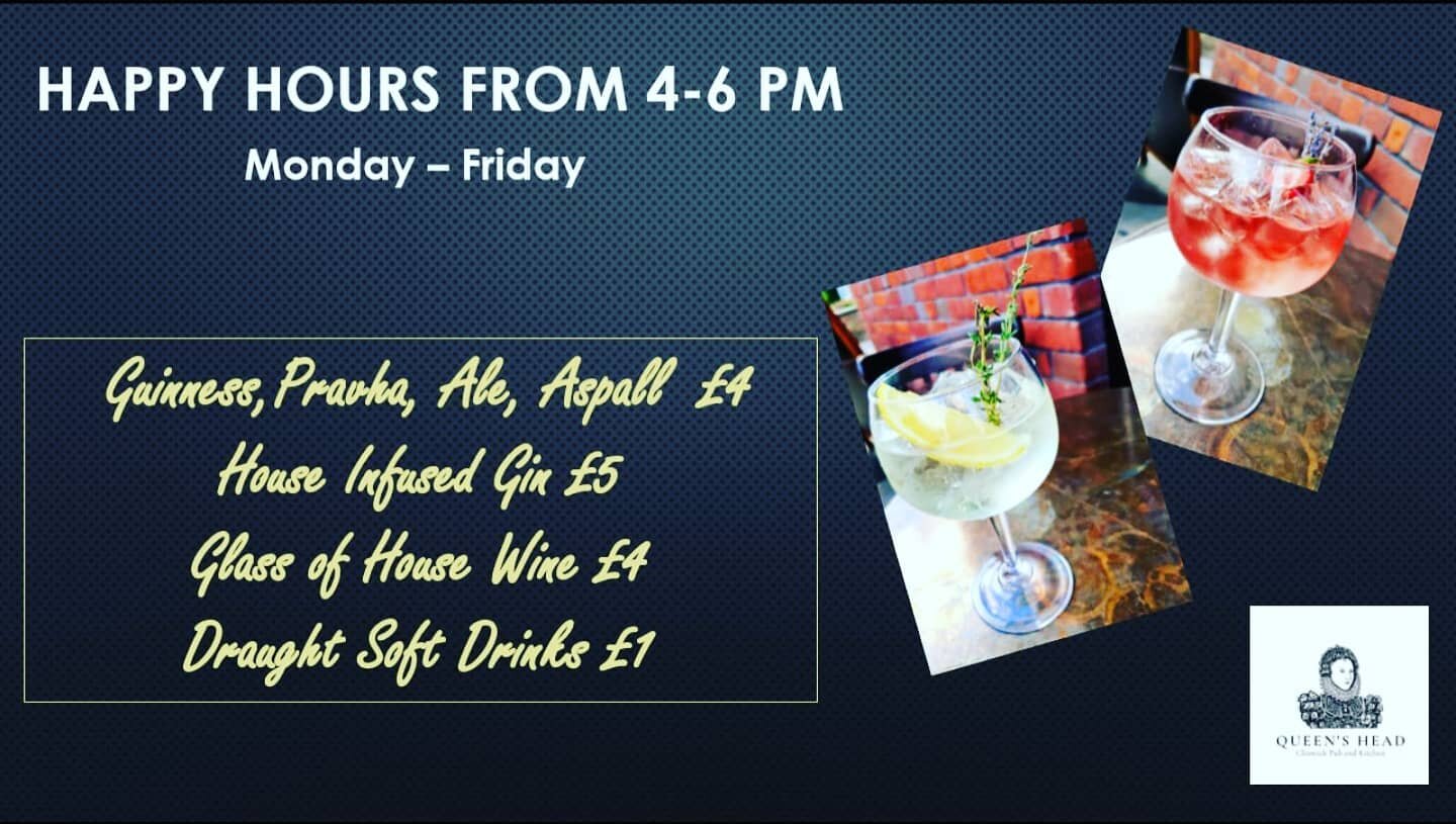 Come and join us for a happy hours Monday- Friday!! 🍺🍻🍹🍷

@queensheadchiswick
