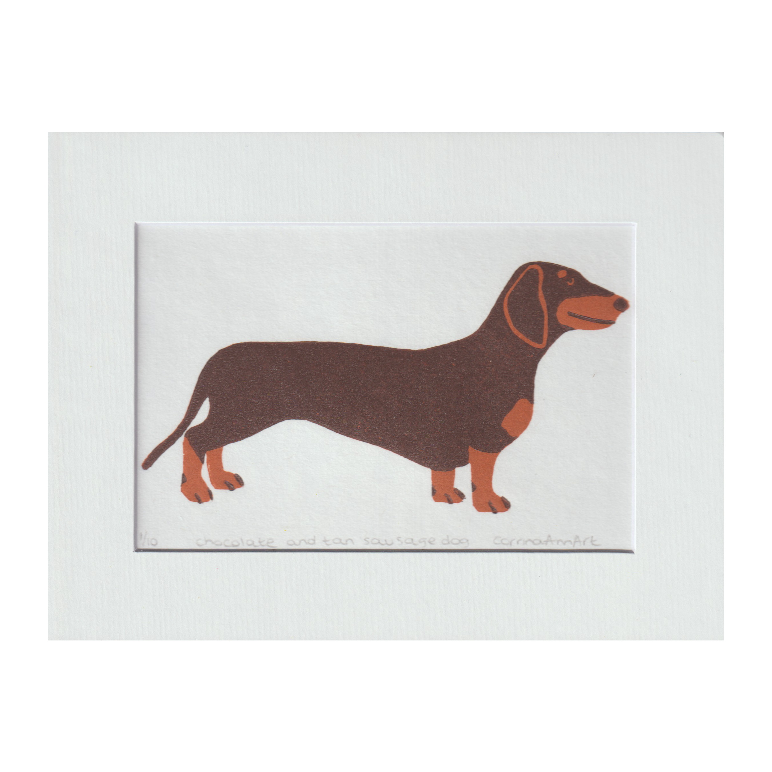 Chocolate and Tan Sausage Dog with Mount.png