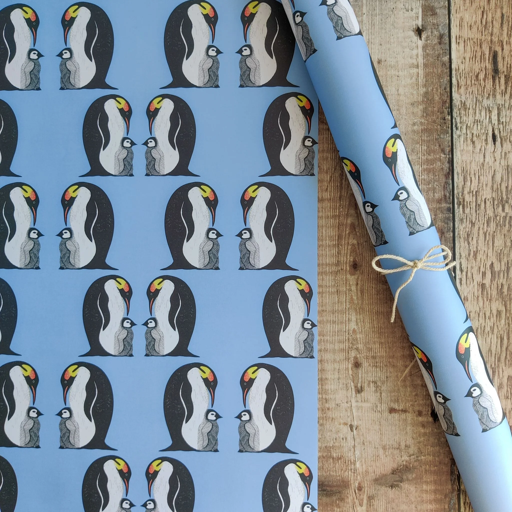 Emperor Penguin and Chick Wrapping Paper — Corrina Ann Art