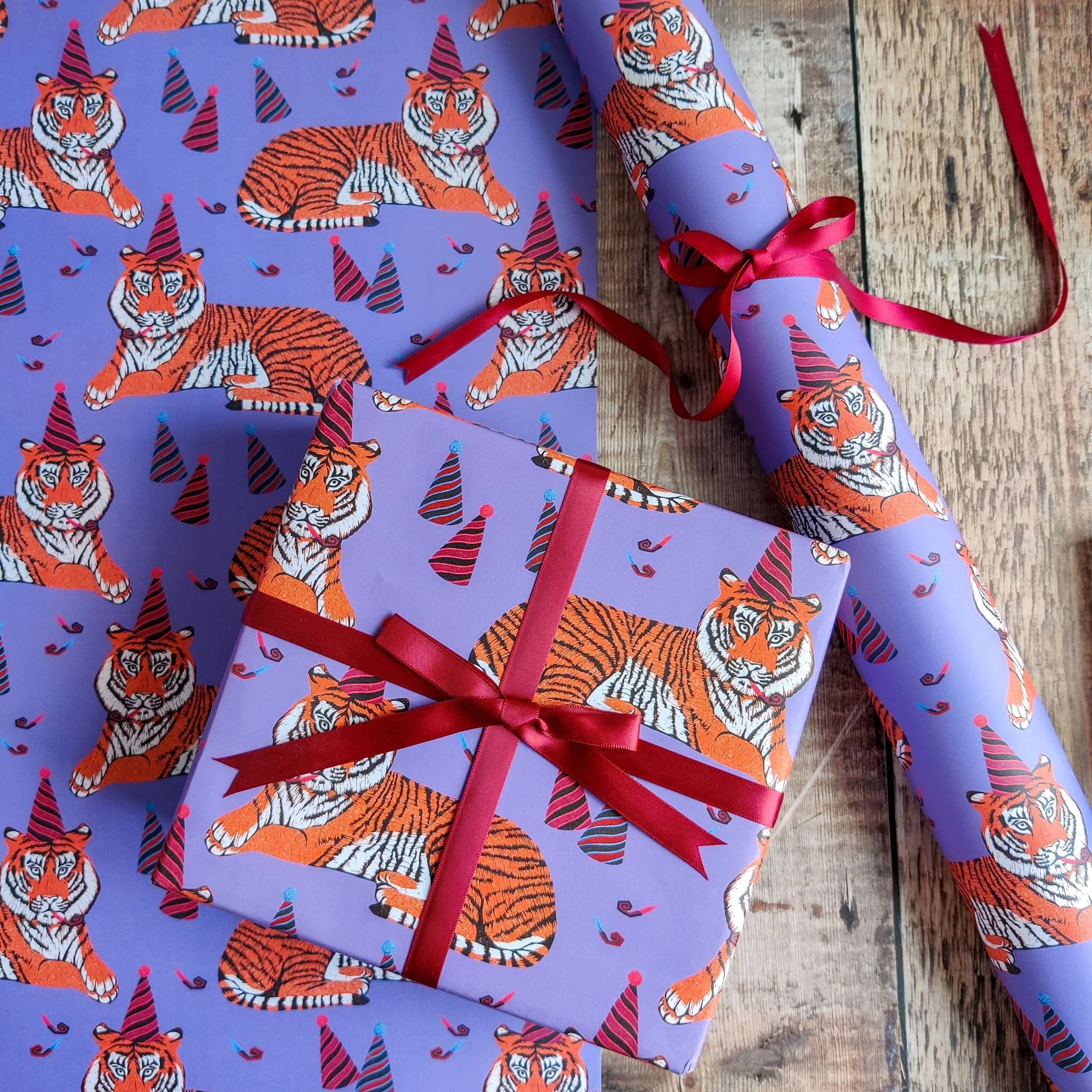 Party Tiger Birthday Wrapping Paper — Corrina Ann Art
