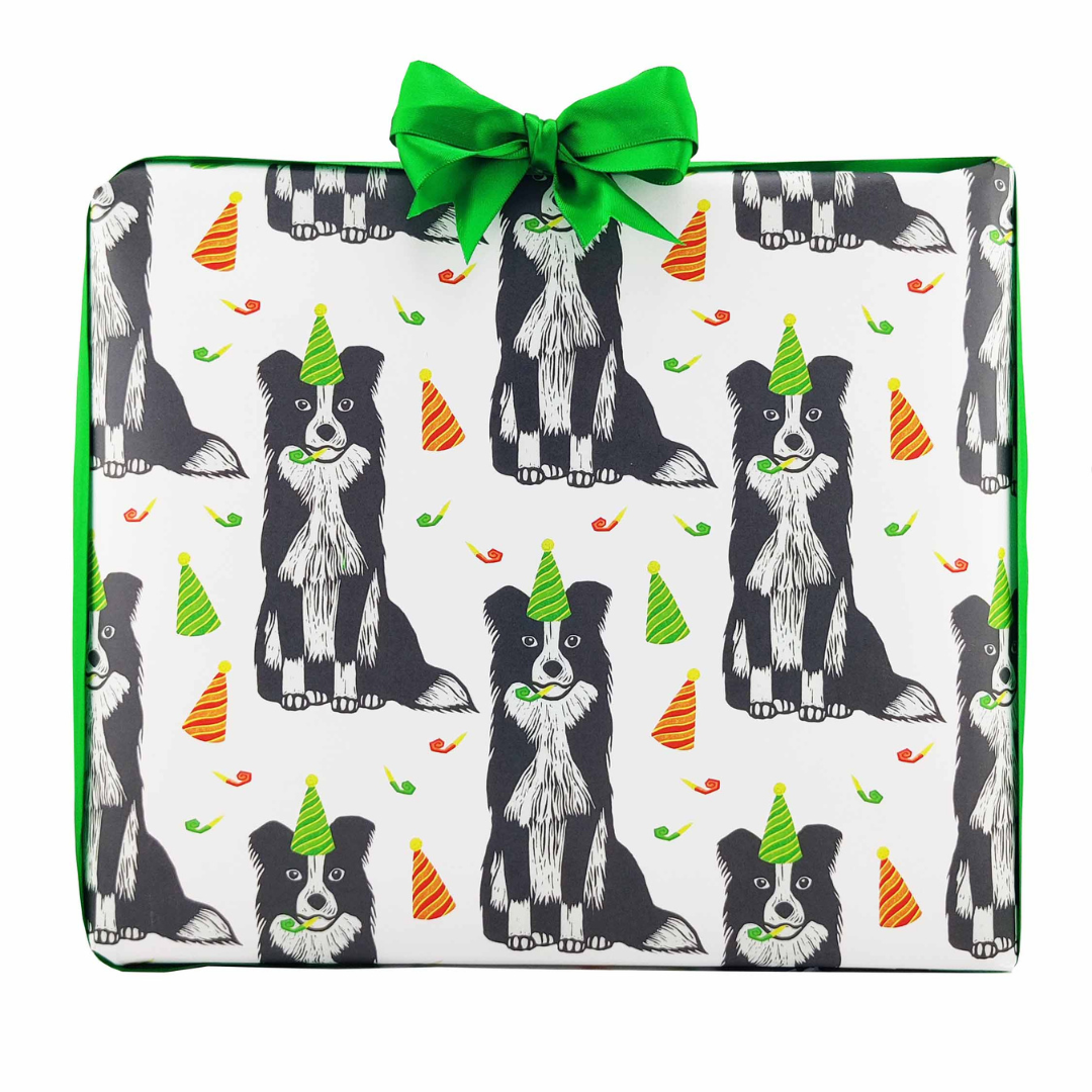 Party Border Collie Birthday Wrapping Paper