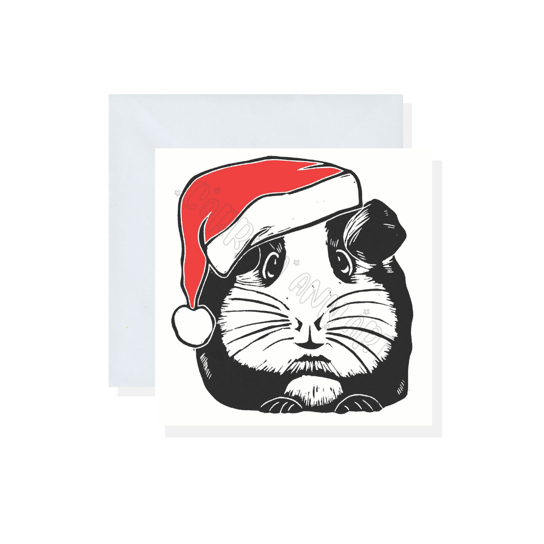 Guinea Pig in a Santa Hat Christmas Card