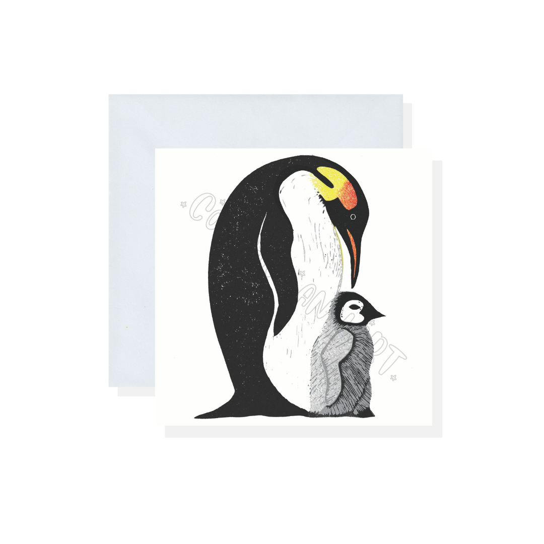 Emperor Penguin and Chick Card