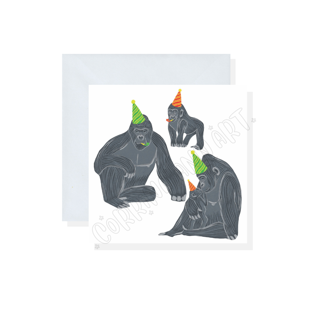 Party Gorilla Family Birthday Card