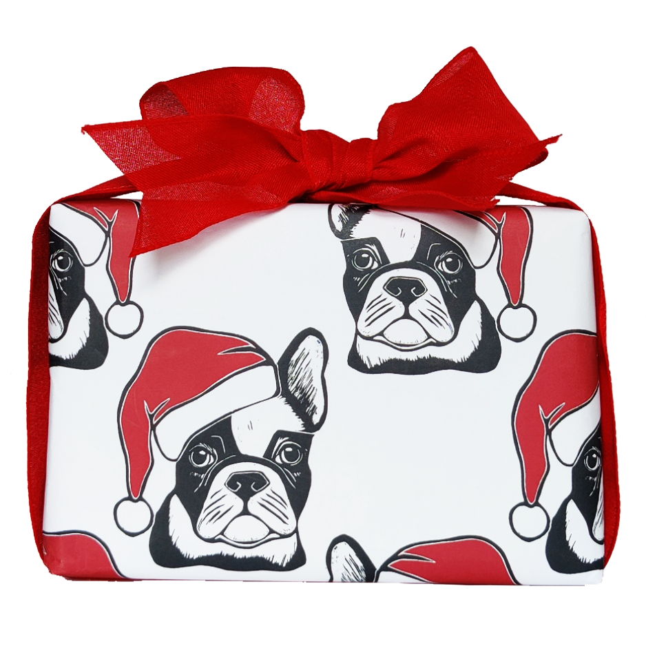 French Bulldog in a Santa Hat Wrapping Paper