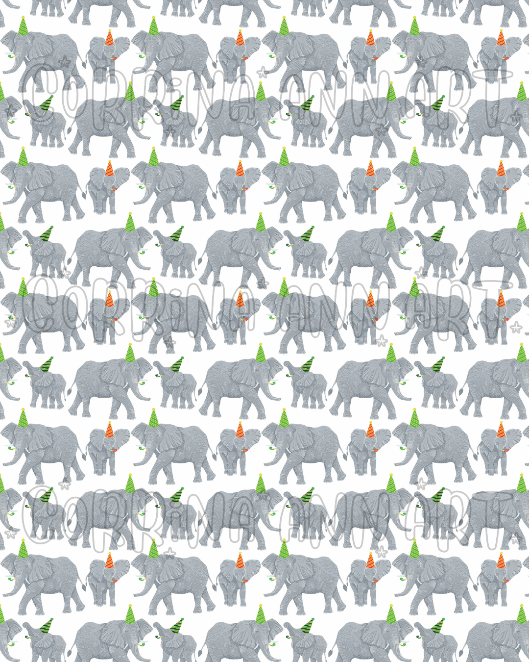 Party Elephant Family Birthday Wrapping Paper