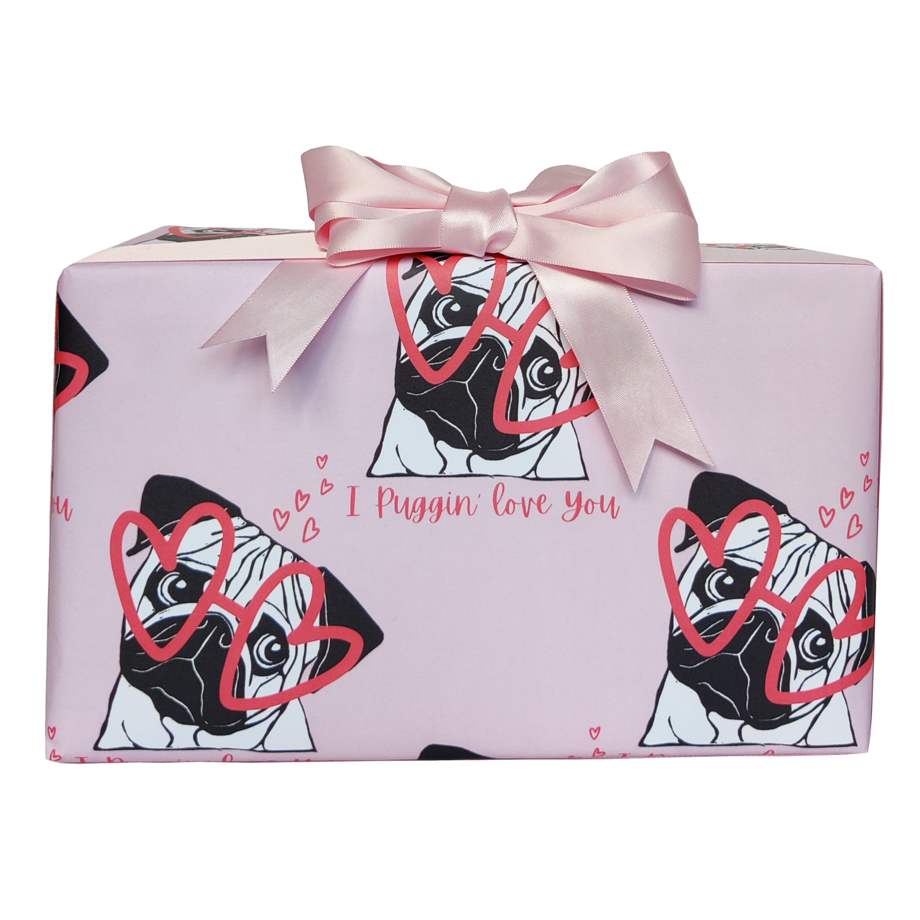 Pug in Heart Glasses Wrapping Paper