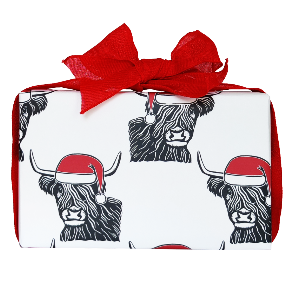 Highland Cow in a Santa Hat Wrapping Paper