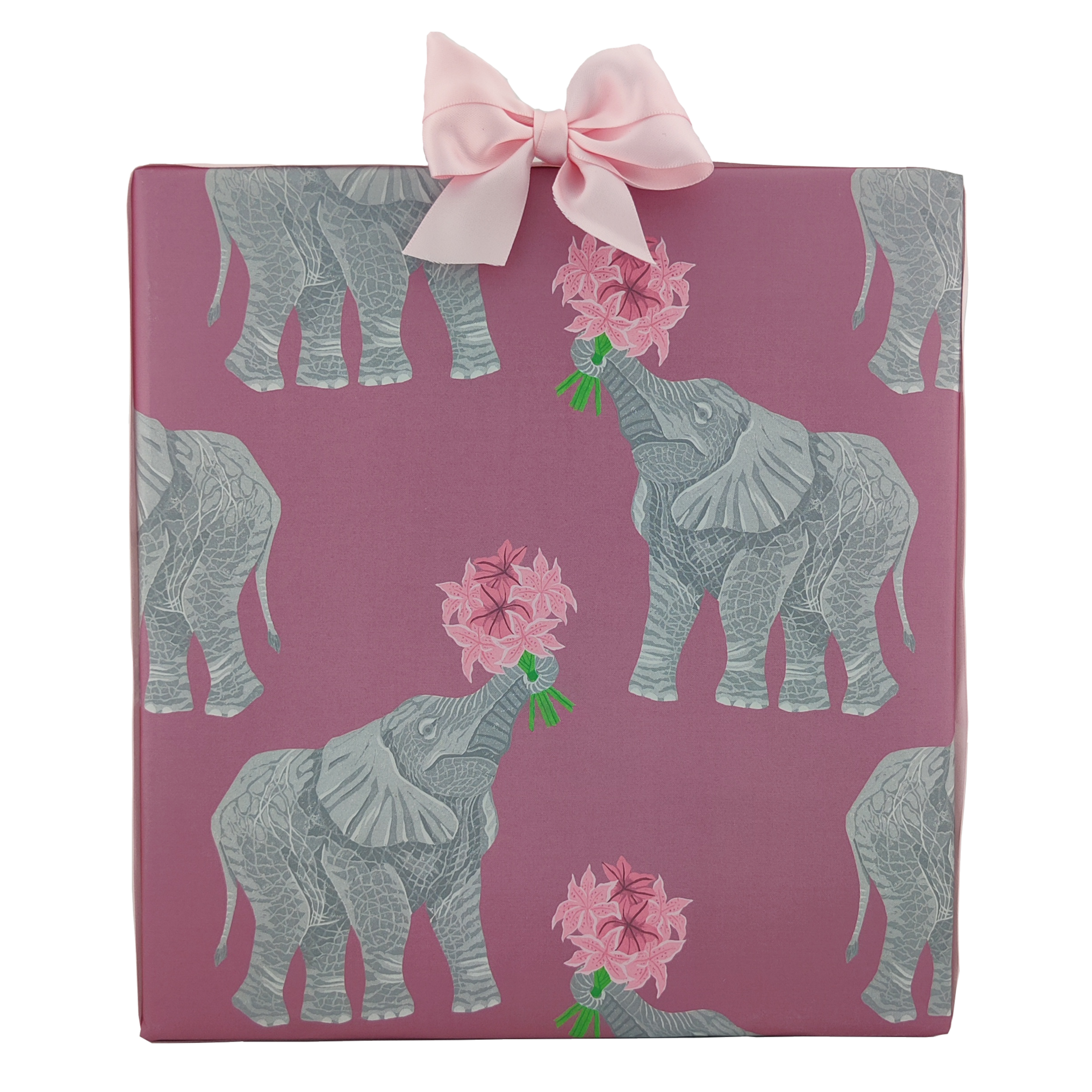 Baby Elephant with Lilies Wrapping Paper