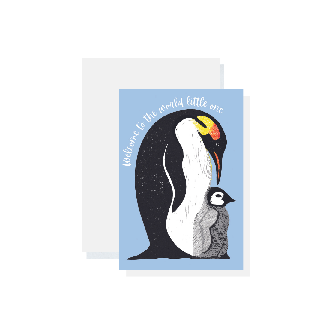 New Baby Emperor Penguin and Chick Card