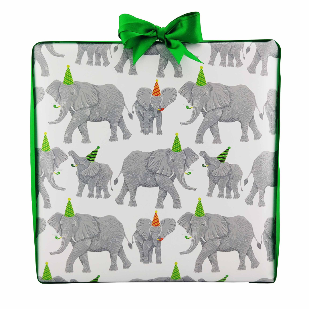 Party Elephant Family Birthday Wrapping Paper