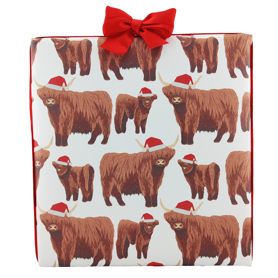 Christmas Highland Cow Family Wrapping Paper