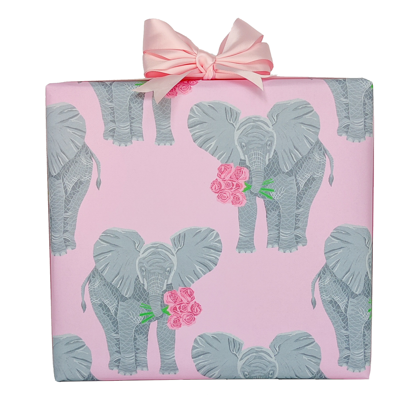 Little Elephant with Roses Wrapping Paper