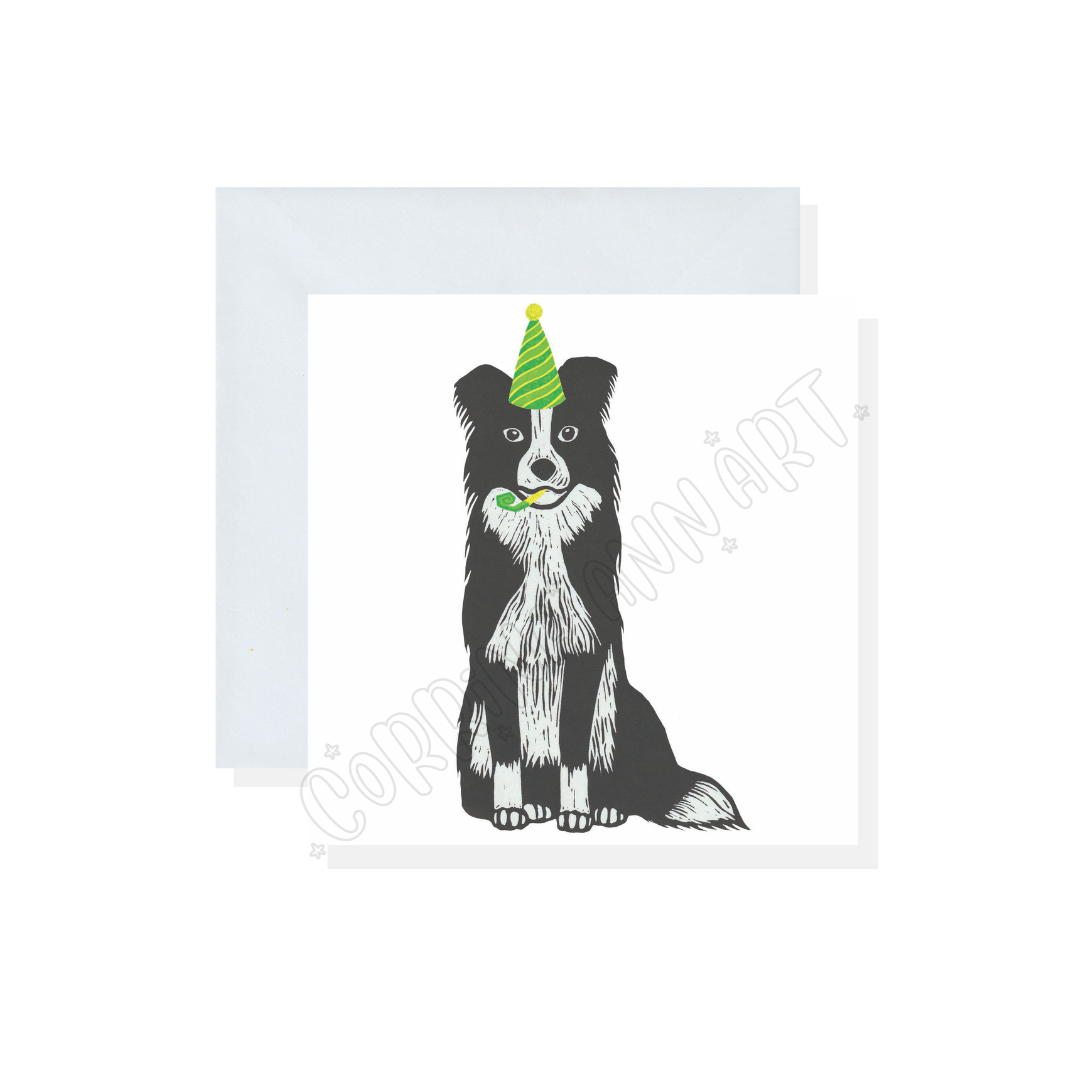 Party Border Collie Dog Birthday Card