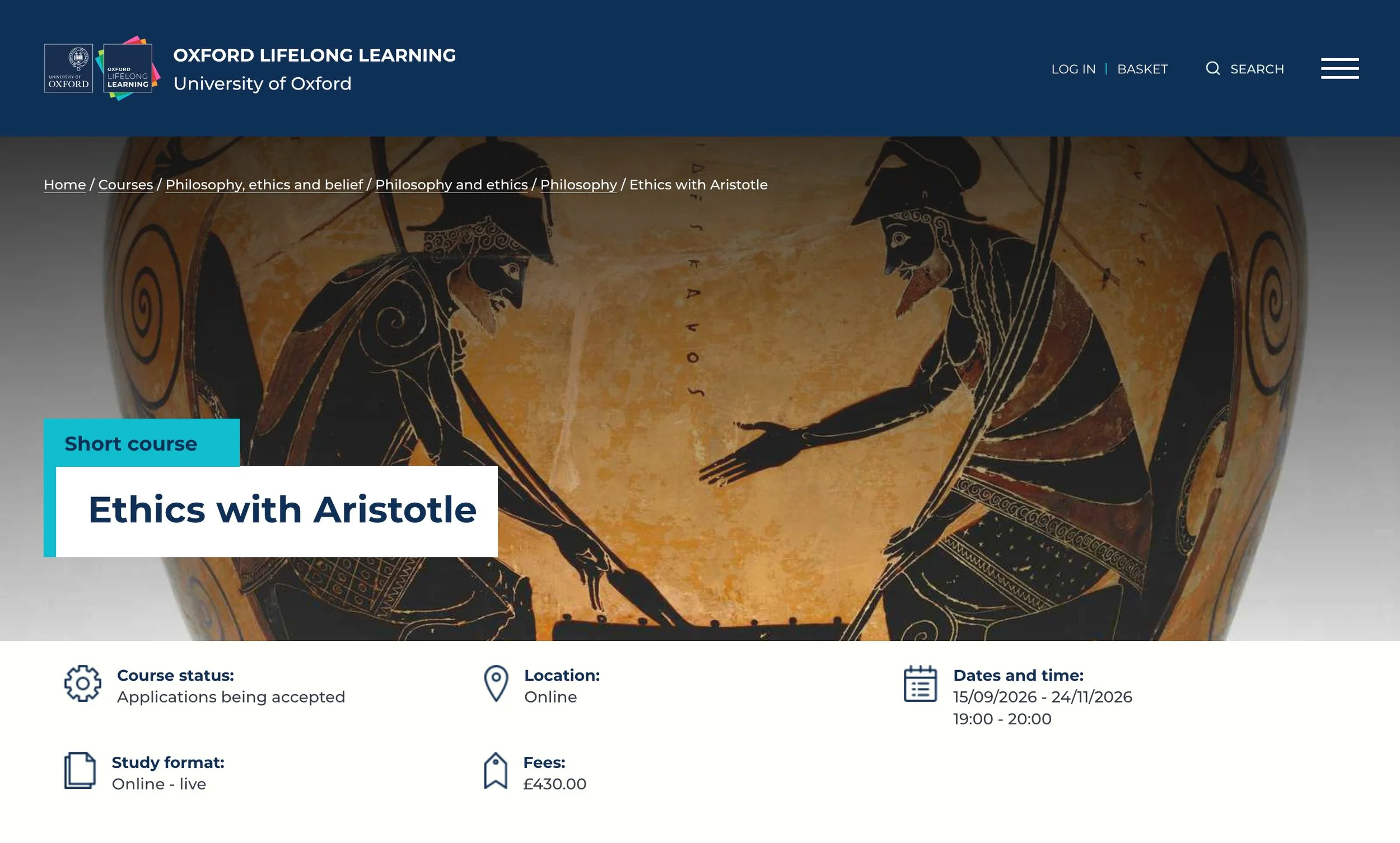 Kurs: "Ethics with Aristotle"
