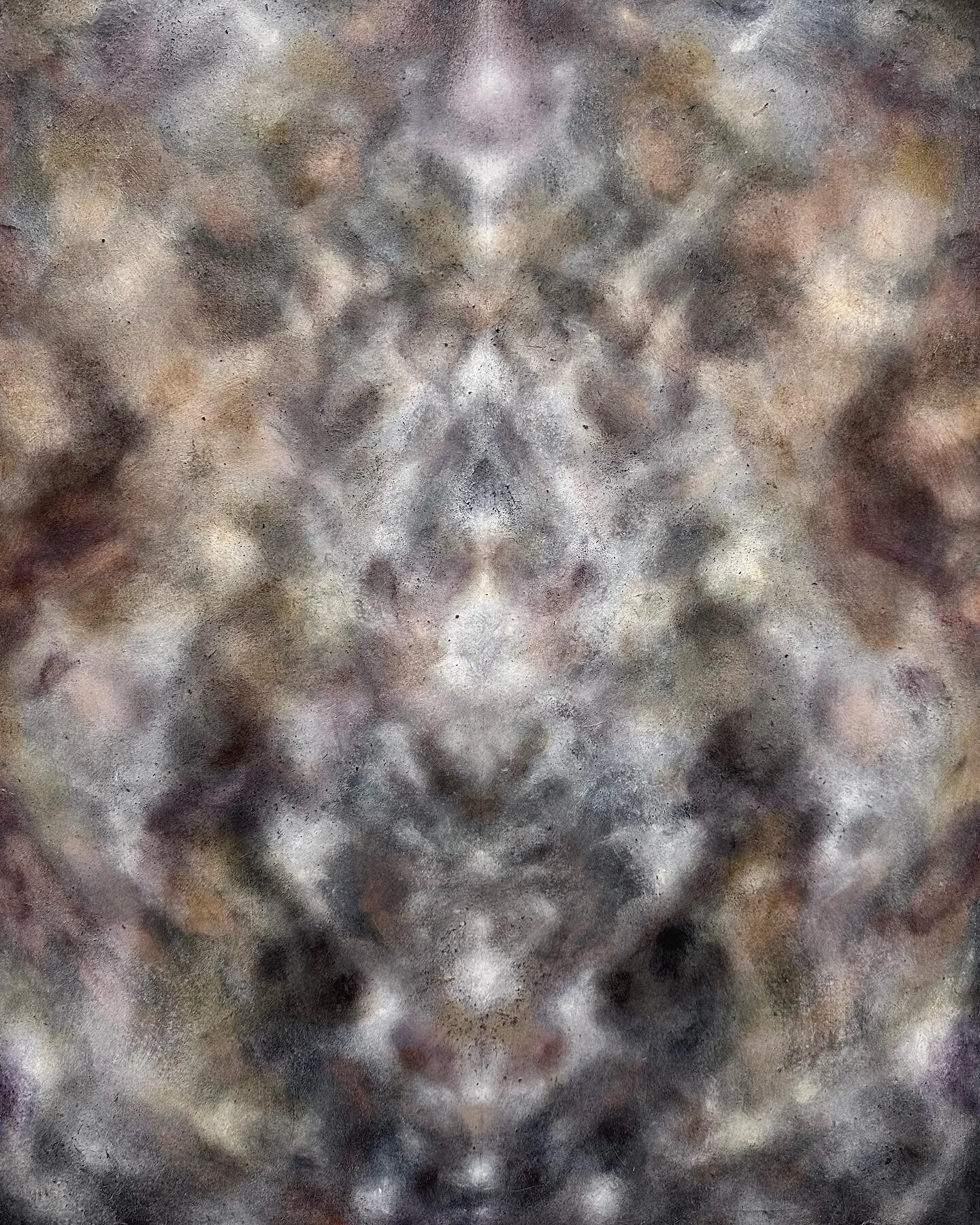 Pine, cedar, dogwood, oak gall, osage, logwood, sumac and ivy pigments on canvas primed with hide glue and starch 
Tree paints for the moths that look like the trees