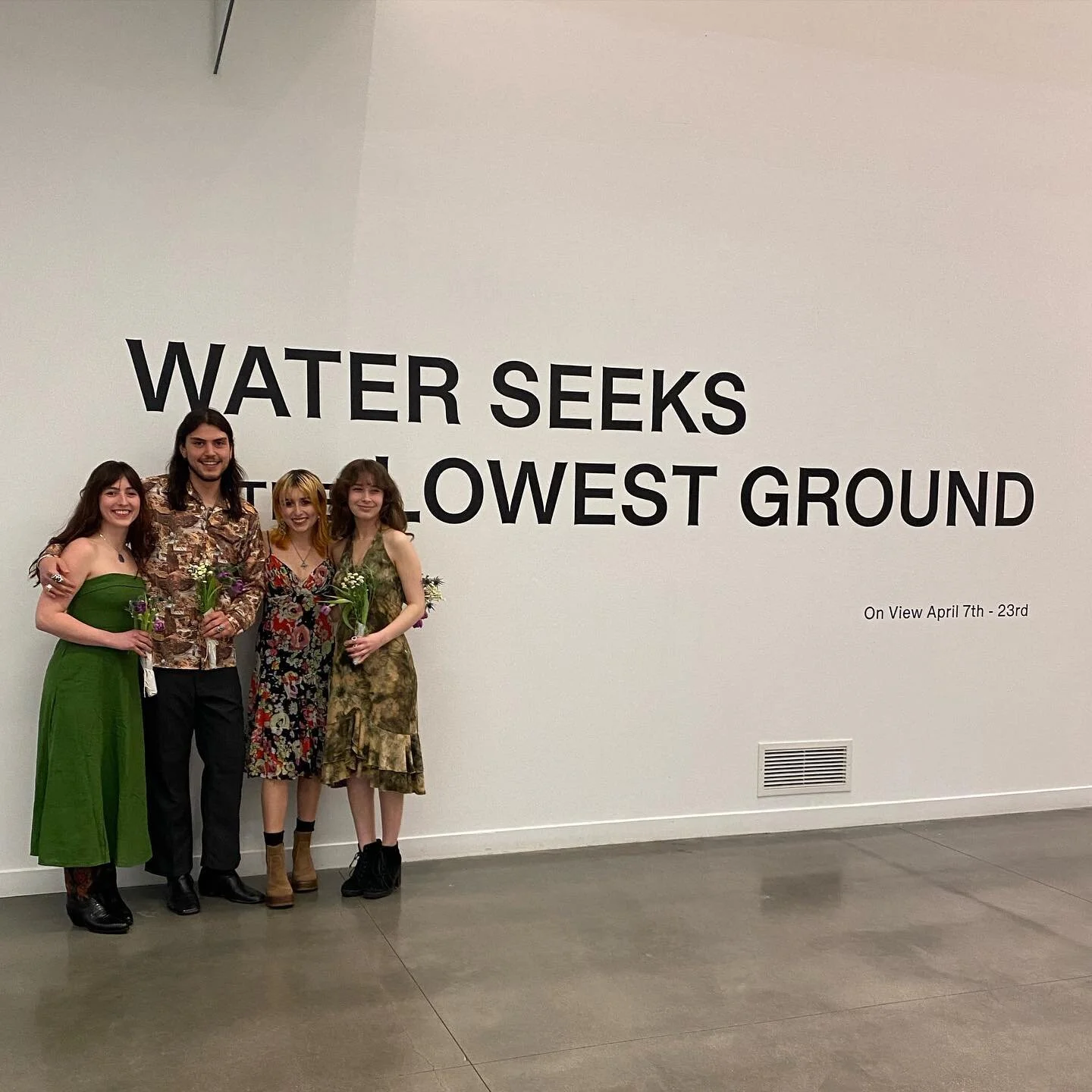 Curated this show with some lovely people :)

Water Seeks the Lowest Ground is on view at Gelman Gallery until April 23rd. Go check it out!

Thank you to all of the talented and amazing artists, it is so incredible to see all of your work come togeth